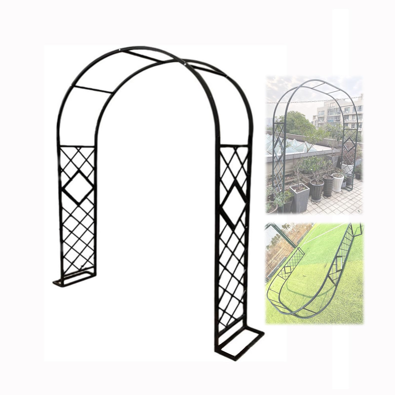 Arco da giardino in stile francese in metallo, traliccio in acciaio, supporto per arco nuziale con larghezza regolabile (140 340 cm) e altezza 230 cm, elegante arco per decorazioni ed eventi