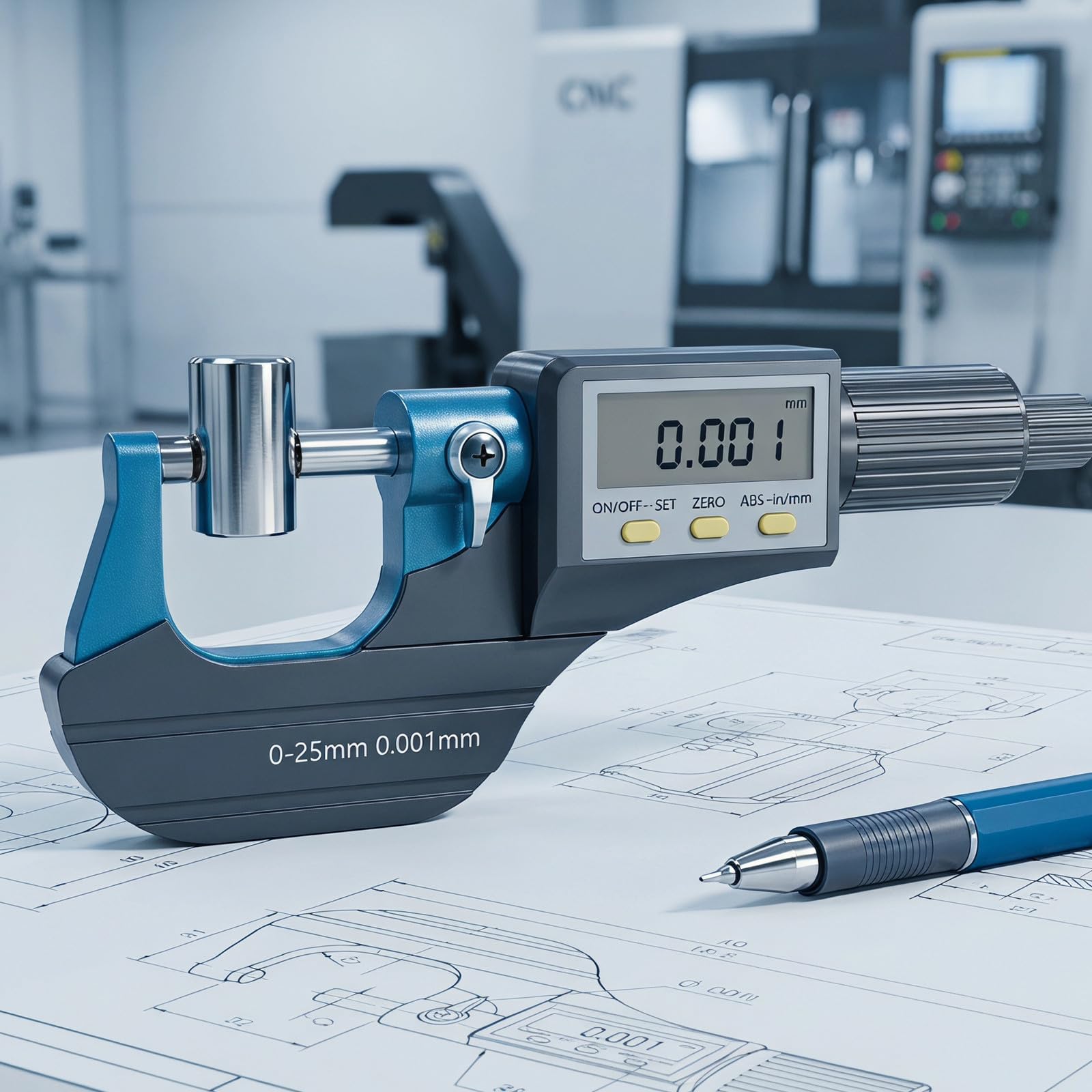 INOOMP Micrómetro Exterior Digital de Alta Precisión 0-25mm Calibración Precisa y Resultados Fiables, Fabricado en Material Cementado para Mediciones Industriales