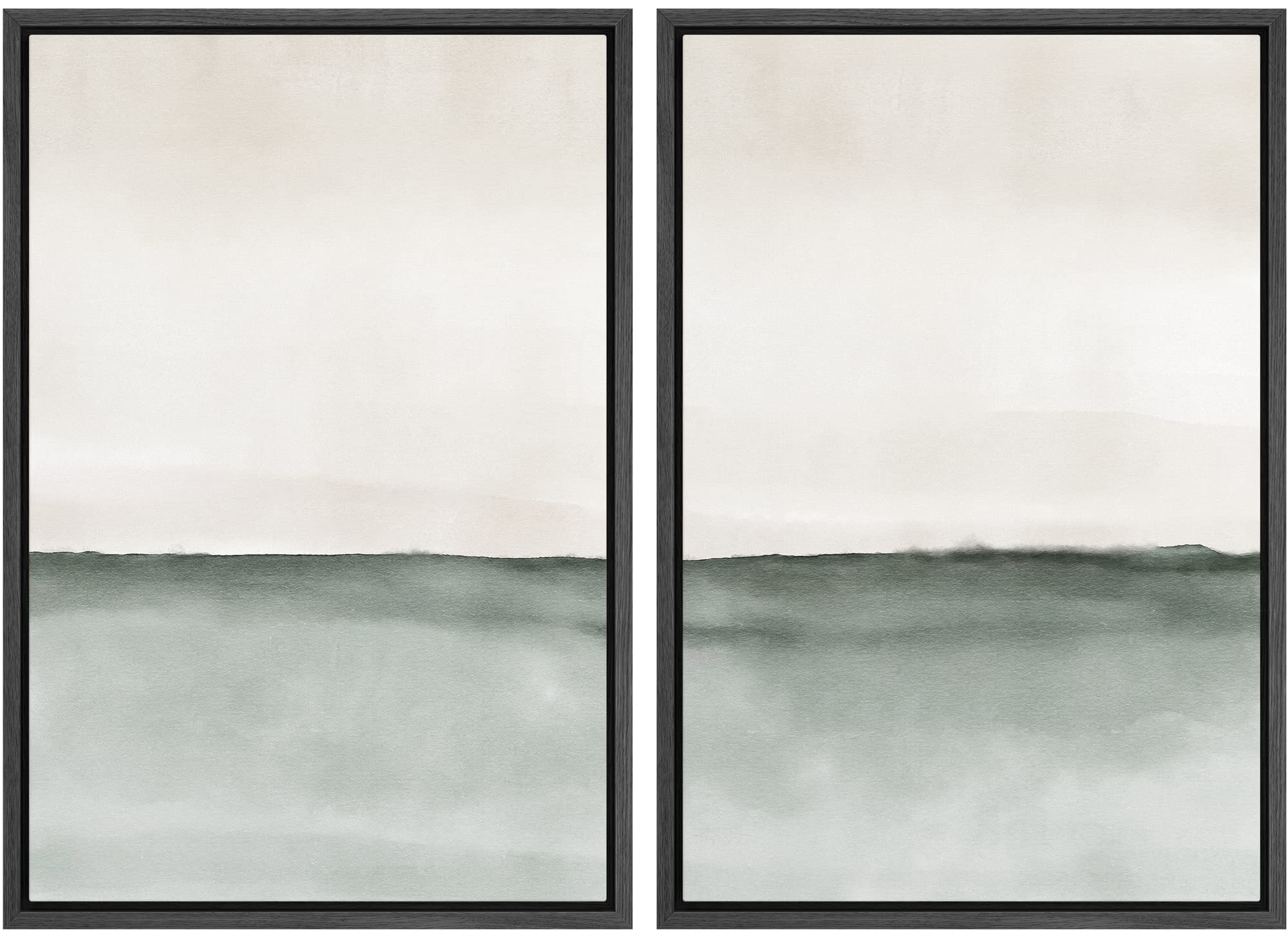 MUDECOR Framed Canvas Print Wall Art Set Watercolor Pastel Green Tan Landscape Abstract Shapes Illustrations Modern Art Decorative Contemporary for Living Room, Bedroom, Office - 16"x24"x2 Natural — view 92