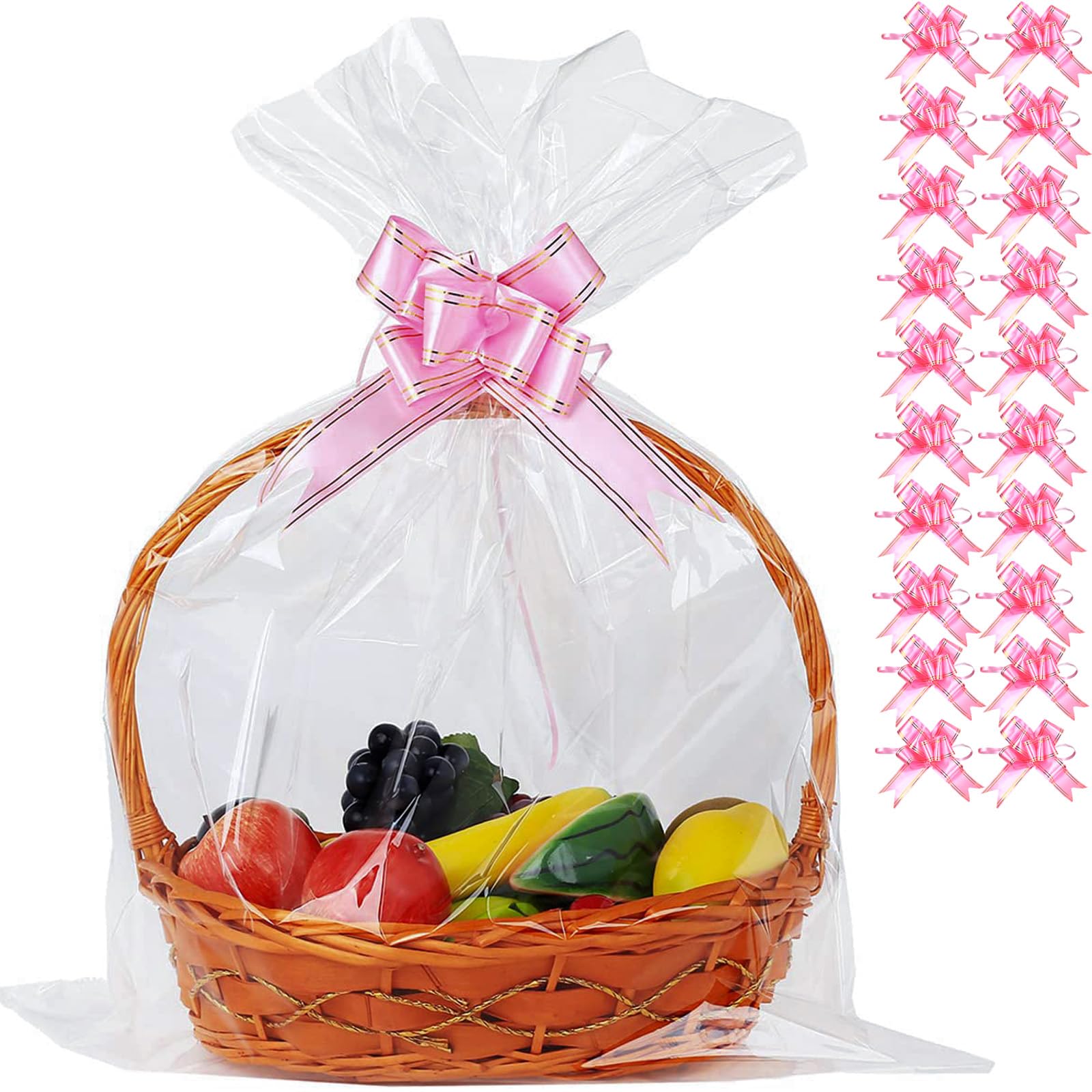 UltraOutlet Paquete de 100 bolsas grandes de celofán transparente de 18 x 24 pulgadas, bolsas de celofán transparente de 2.3 mil de grosor para cesta de frutas, envoltura de regalo, golosinas, artes y