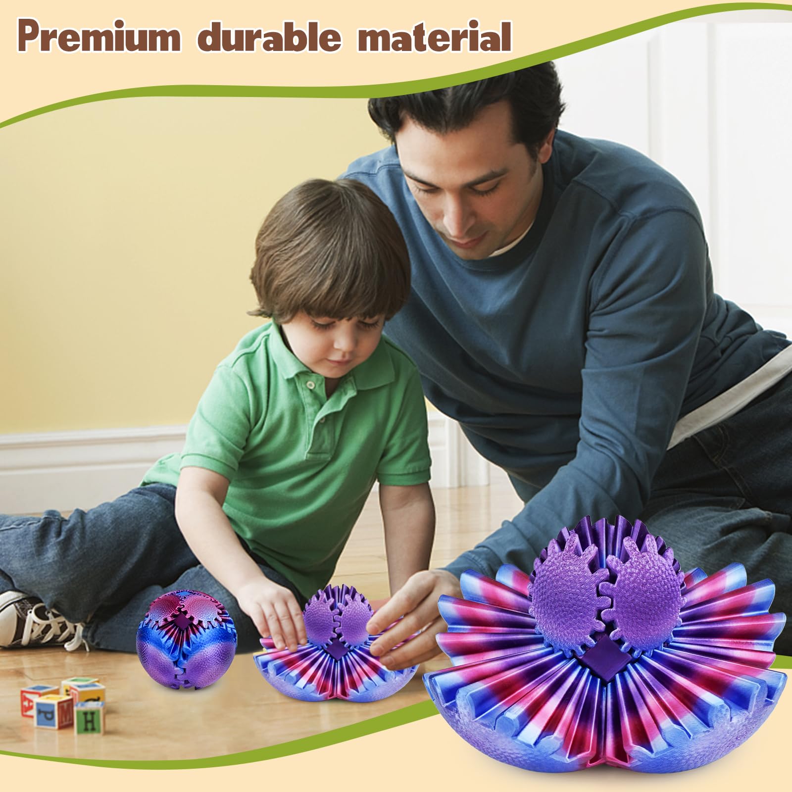 Gear Ball Sphère Imprimée 3D – Boule D’engrenage 8 Cm – PLA écologique, Anti-stress, Fidget Pour TDAH Et Adulte – Cadeau