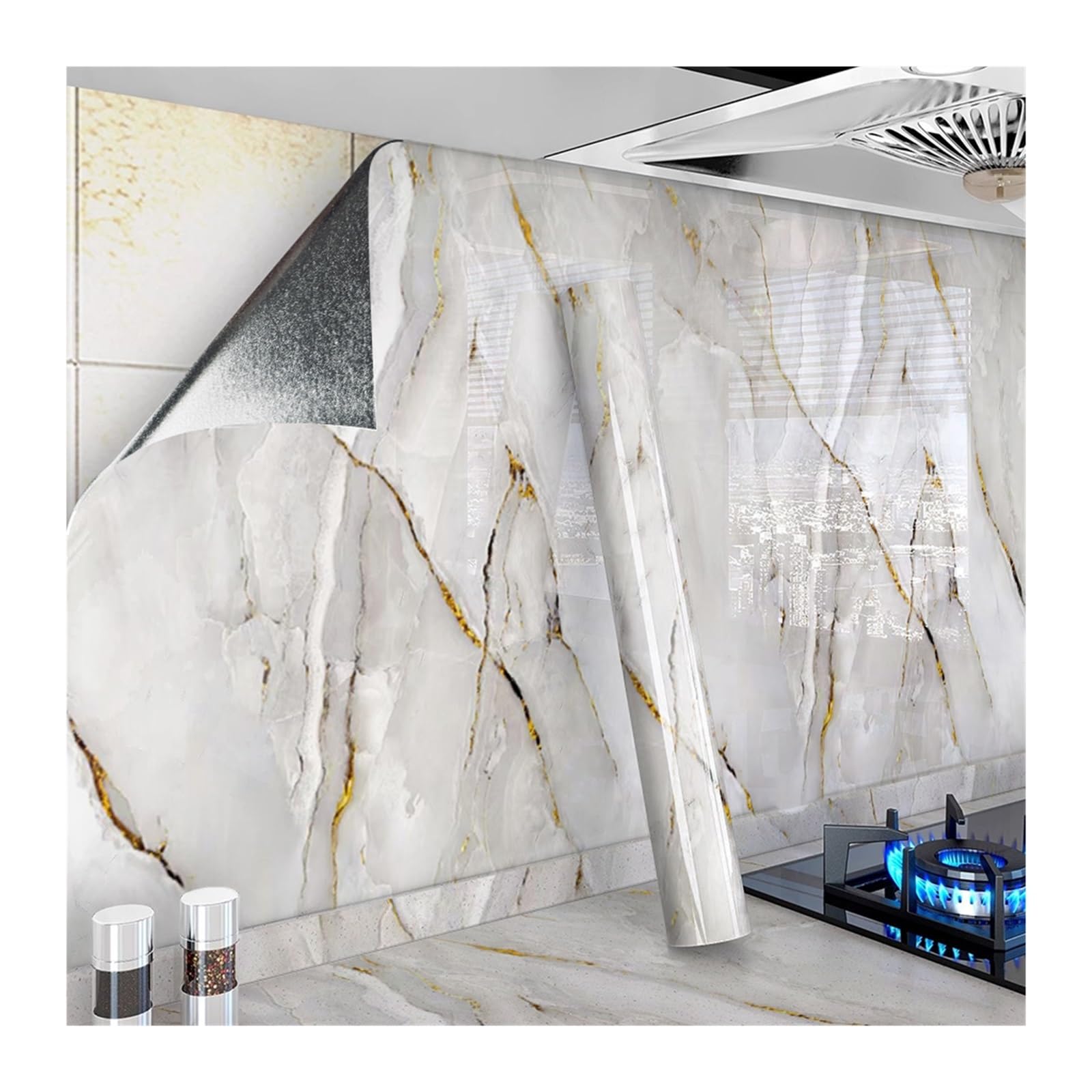 Foelanne Color3 Back Self Adhesive Wallpaper, Marble Contact Paper Self-Adhesive Vinyl Wrap Multicolor 3-5M X 40Cm(,5Mx40cm)