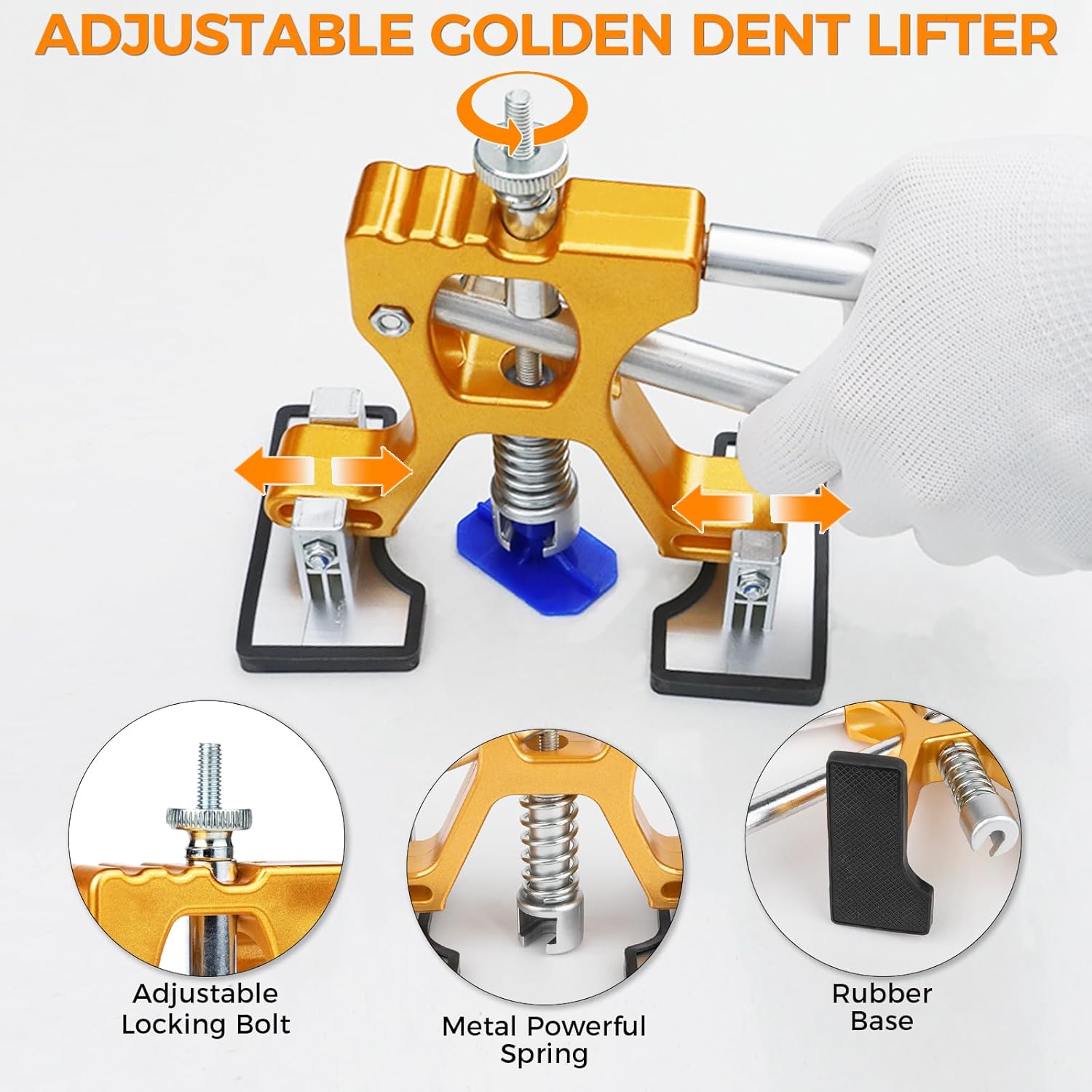 Dent Puller Kit, Paintless Dent Removal Tools for Dent Repair, Car Dent Remover with Slide Hammer 2 in 1 T-bar, Golden Lifter, Dent Puller Tool for Car Auto Body SUV Damage, DIY Repair