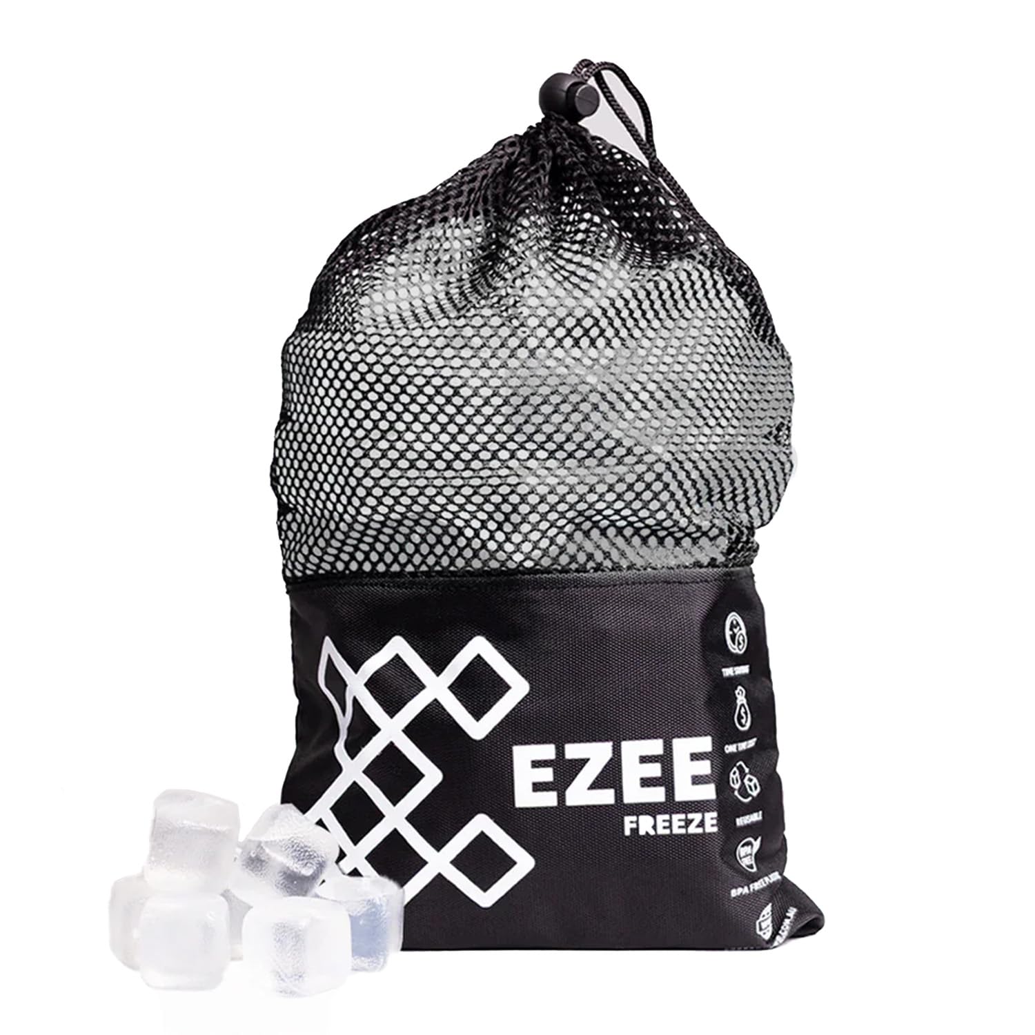 Reusable Ice Cubes for Coolers - Mini Freeze 3.5 lb Bag, 110 Clear Ice Cubes Use in Drink…