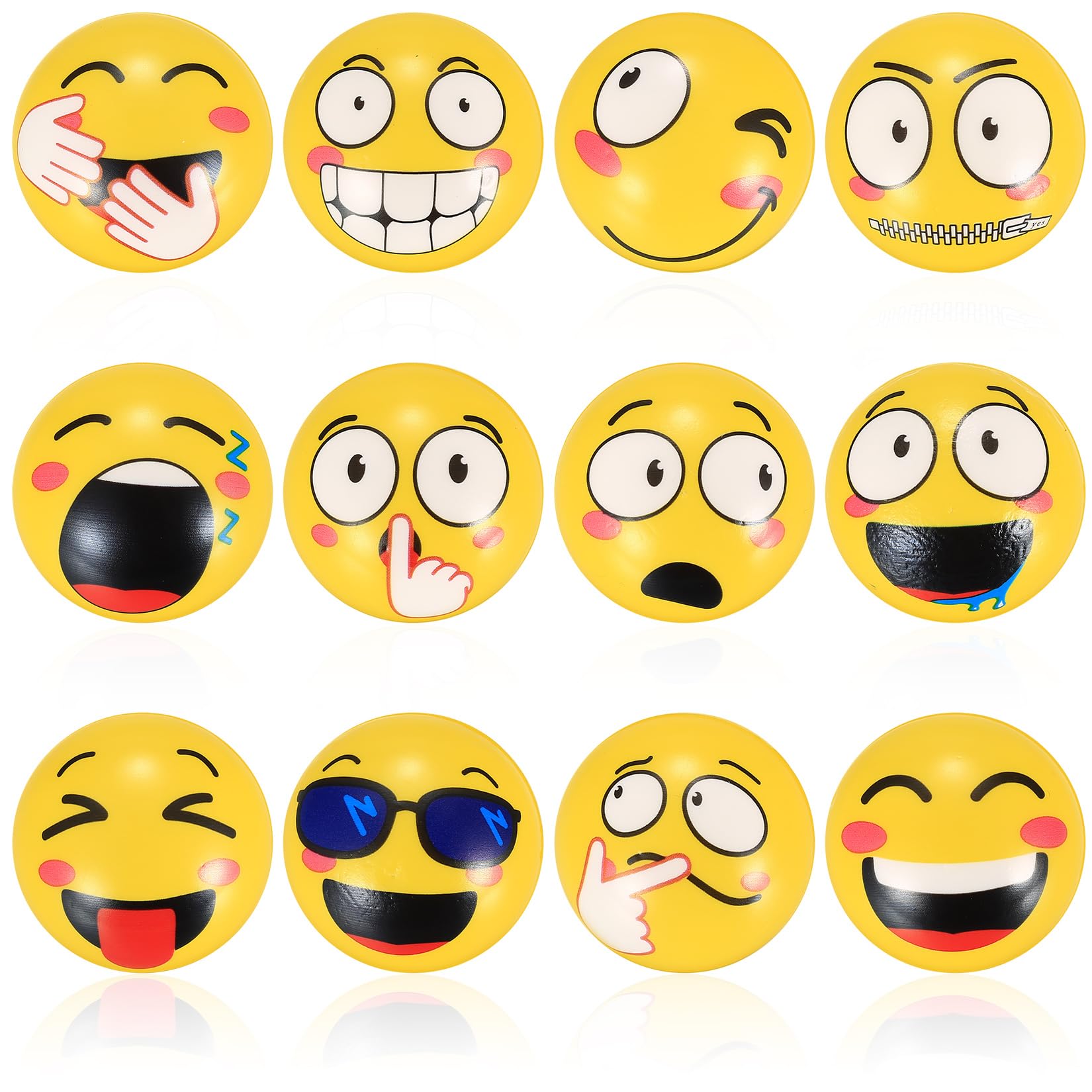 12 Pieces Stress Ball,Stress Relief Balls, Novelty Emoticons Squeeze Balls, Finger Hand Exercise Toys Balls, stress balls for Adults Teens Party Favour Bag Fillers