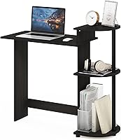 Vista 8 de Furinno Efficient Home - Escritorio para computadora portátil/laptop con estantes cuadrados, color americano/negro