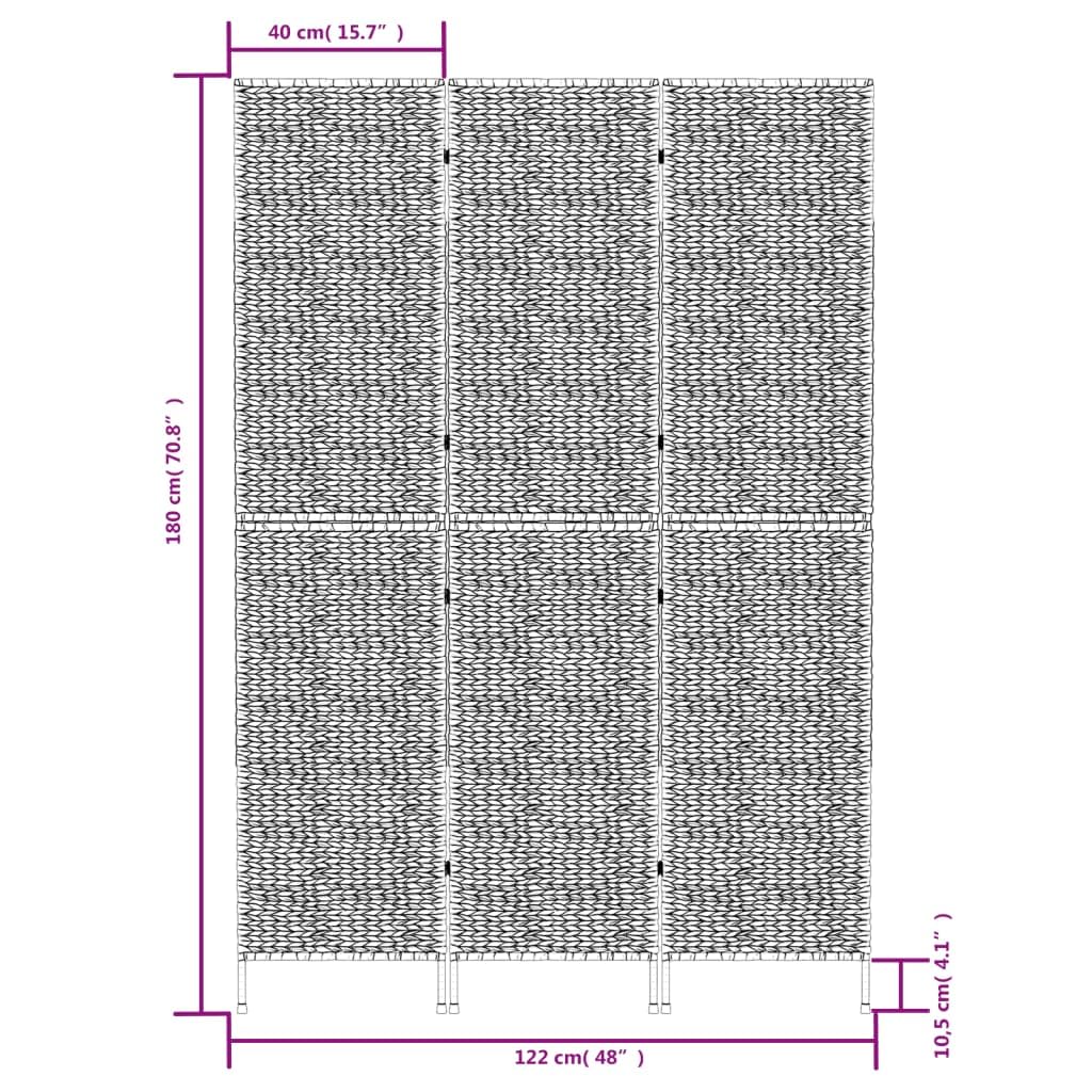 Divisor de habitación Hyacinth de agua marrón de 3 paneles, pantalla de privacidad plegable de 122 x 180 cm, partición de estilo rústico tejida a mano para dormitorio, sala de estar, oficina