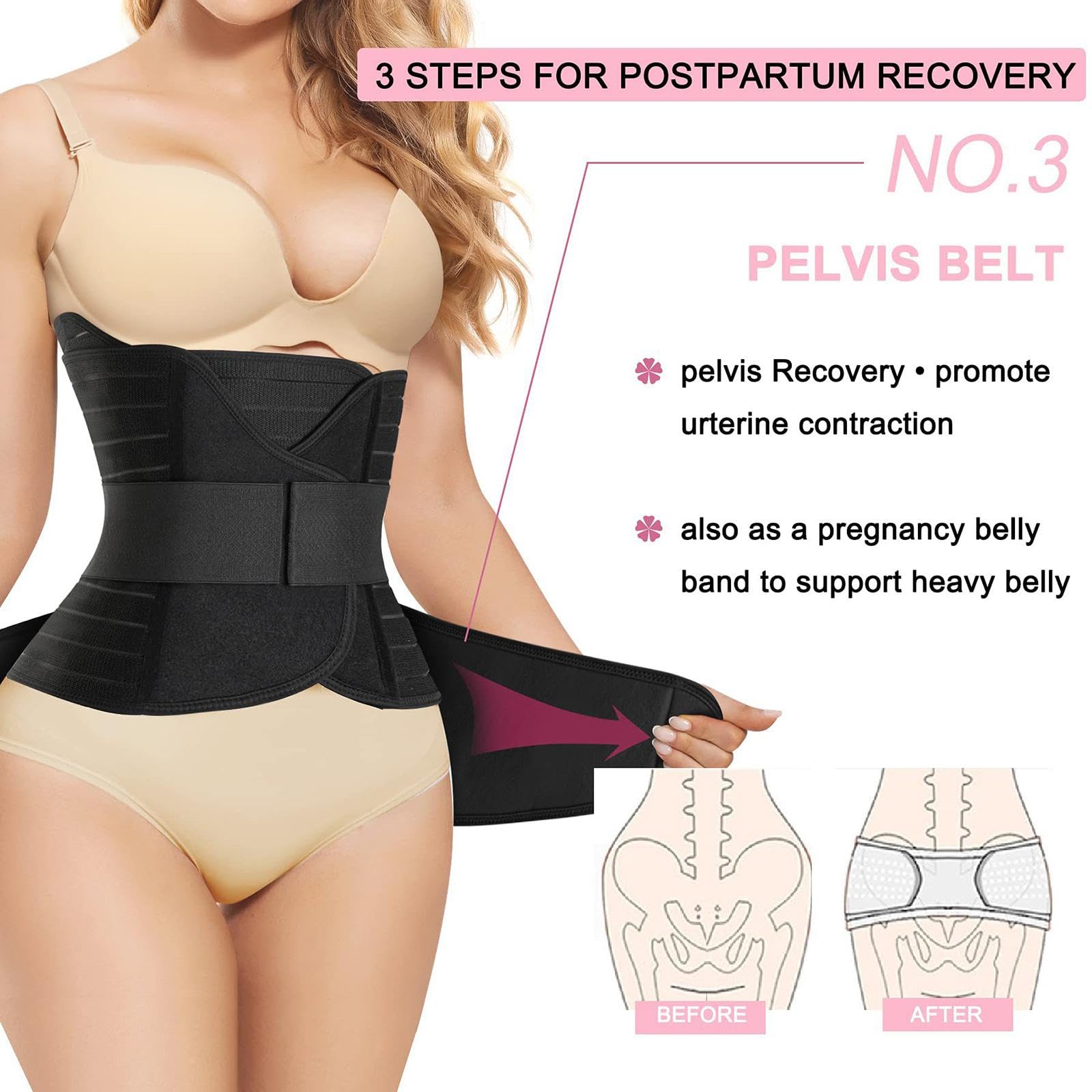 Taillentrainer Damen Sport Bauchgurt Modelliergürtel Körpergürtel Polyester Strapazierfähig mit Pelvis Unterstützung für Training Bodybuil