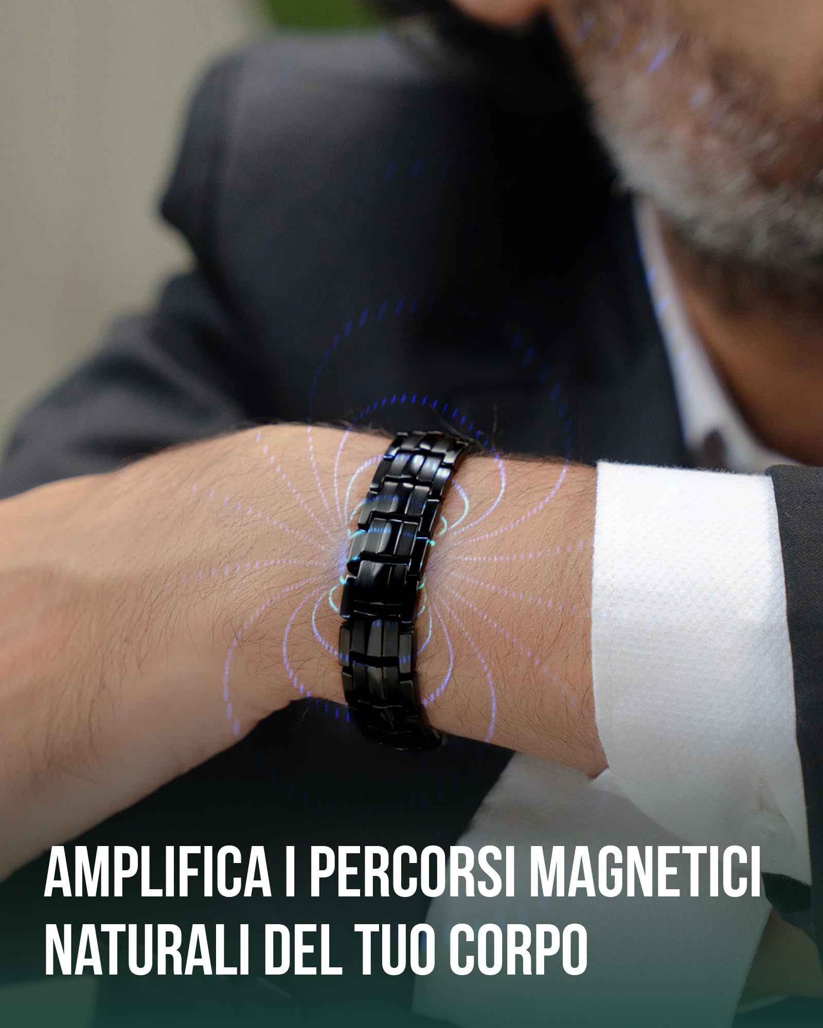 MagnetRX® Bracciale Magnetico Uomo EllipseMAX – 5000 Gauss Magneti Potenti – Braccialetto Magnetico Terapeutico in Titanio Regolabile e Impermeabile – Design USA di Alta Qualità