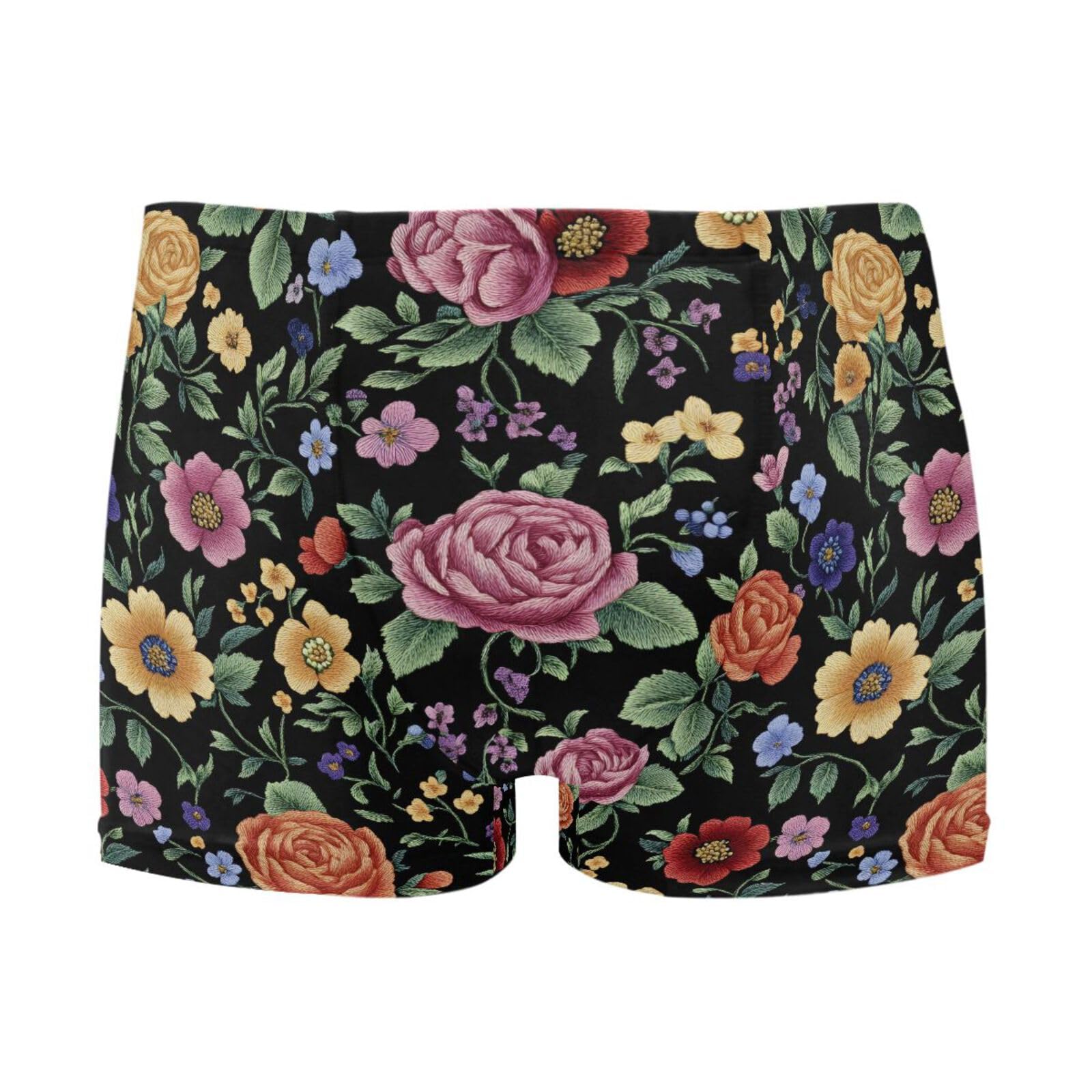 UMIRIKO Embroidered Flowers Leaves Men's Swim Trunk Square Leg Swimsuit Swimwear Swim Briefs for Men 2XL 202b8735