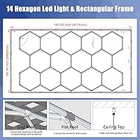 Vista 9 de Hexagon LED Lights, Dimmable Hexagon Garage Lights, 3 Color Temperature 6500K/4500K/3000K, Hex Light with WiFi Smart Switch, Aluminum LED Lighting