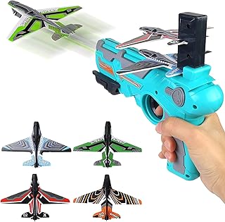 Qikafan Airplane Toy, Kids Outdoor Toys, Bubble Catapult Plane Toys with 4 Pcs Glider Foam Plane, One-Click Ejection Model...