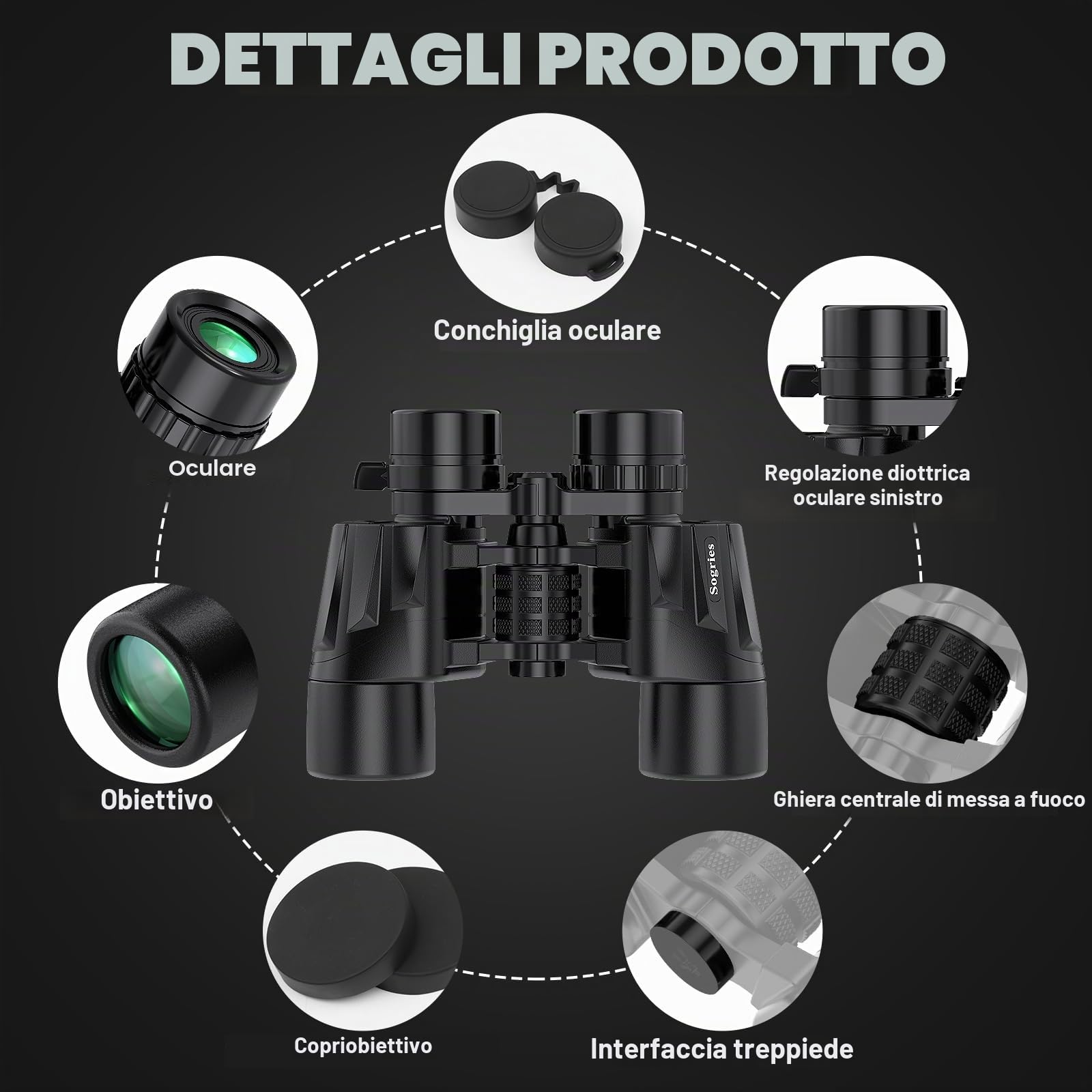 Binocolo con zoom 6-16x40 per adulti, binocolo militare ad alta potenza per bird watching, viaggi, caccia, concerti con ampia vista, BAK4, obiettivo FMC, visione chiara in condizioni di scarsa