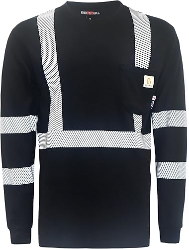 Miniatura 11 de BOCOMAL FR Tee Shirts High Visibility/Hi Vis Flame Resistant/Fire Retardant Shirt 7oz Reflective Hombres Seguridad Camisas