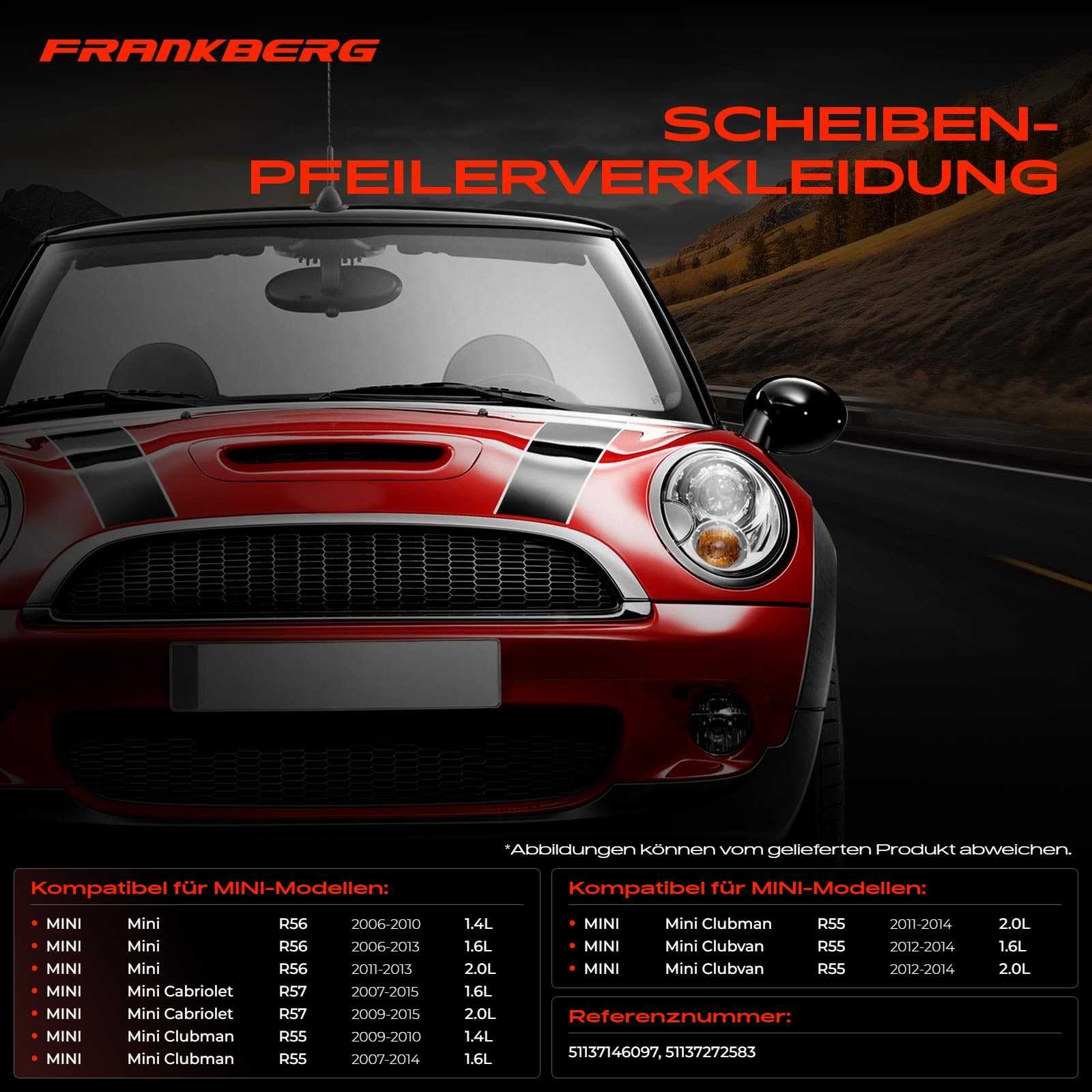 Frankberg Paraurti Modanatura Anteriore sinistro Compatibile con M.i.n.i R56 M.i.n.i Cabriolet R57 M.i.n.i Clubman R55 M.i.n.i Clubvan R55 Replace# 51137146098