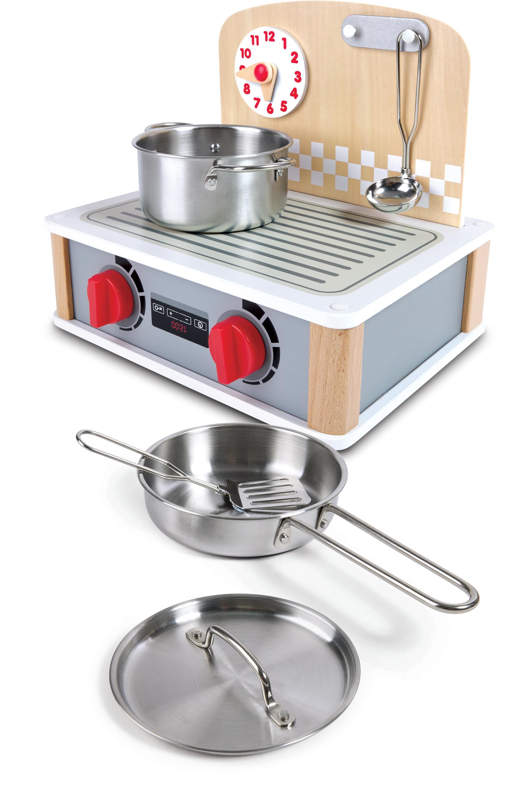 Hape Cucinetta portatile 2 in 1 | Con piastra, griglia e utensili | Per gioco di ruolo a tema cucina dai 3 anni su