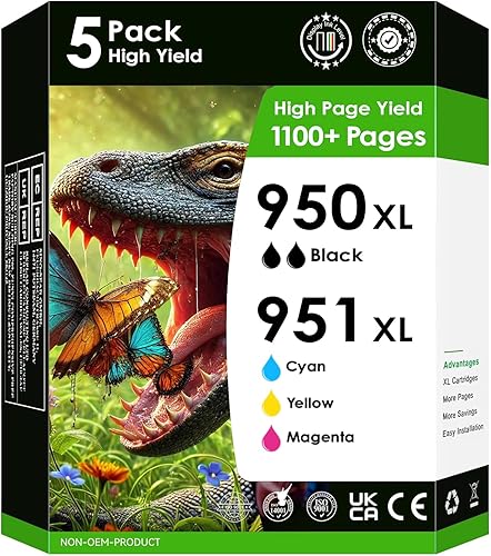 Paquete económico de tinta para impresora compatible con HP 950XL. Funciona con impresoras Officejet PRO 8600 8610 8620 8630 8100 8640 8660 8615