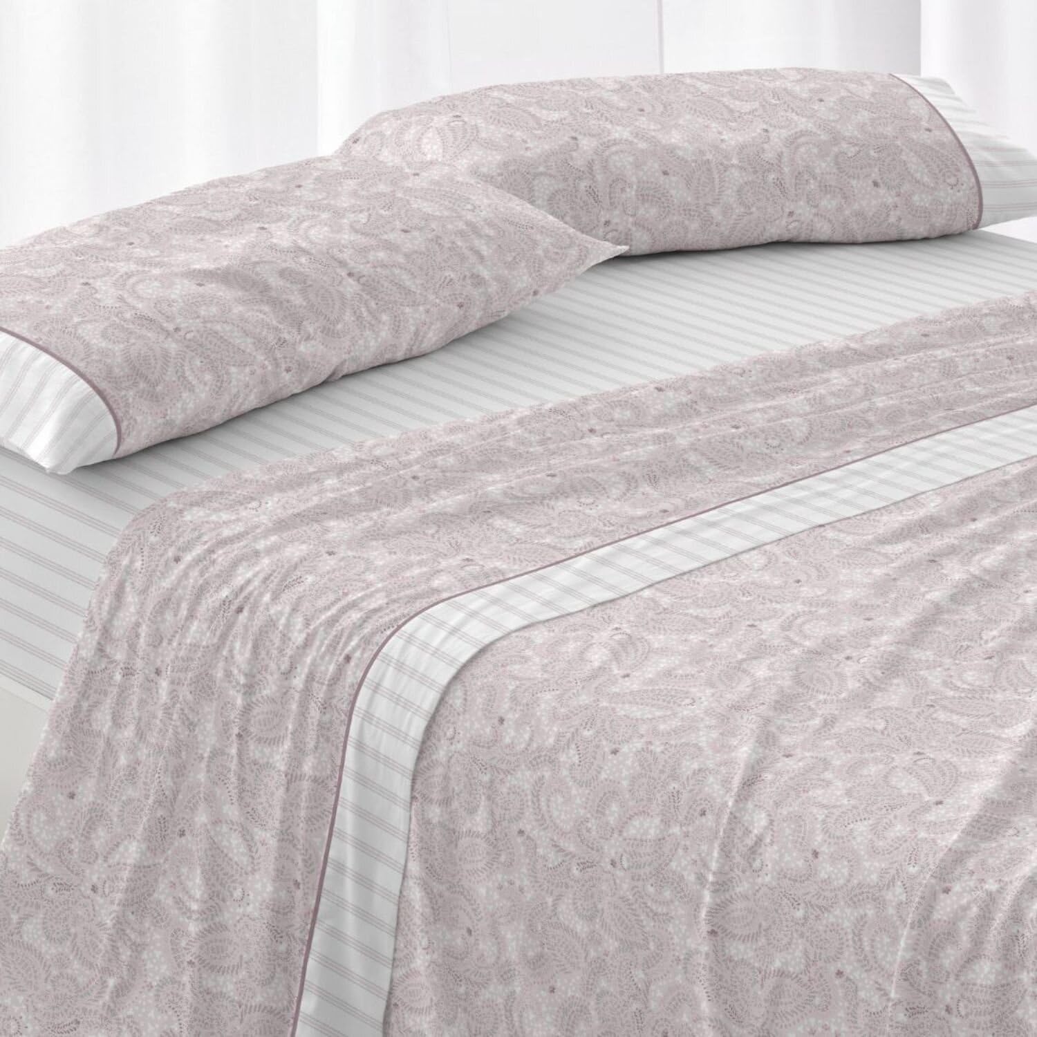 Burrito Blanco | Juego de Sábanas 100% Algodón Cama 150 Nude | 3 Piezas: Bajera, Encimera y Funda Almohada | 144 Hilos | Tacto Suave | Larga Duración