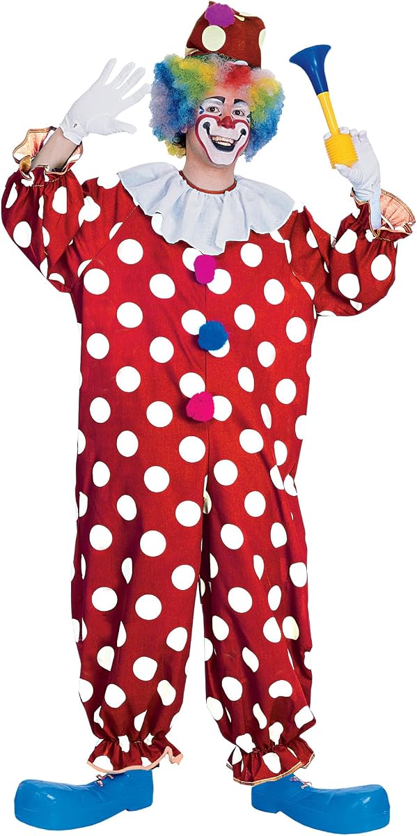 Disfraz de payaso con lunares de rubíes para adultos, unisex y talla única