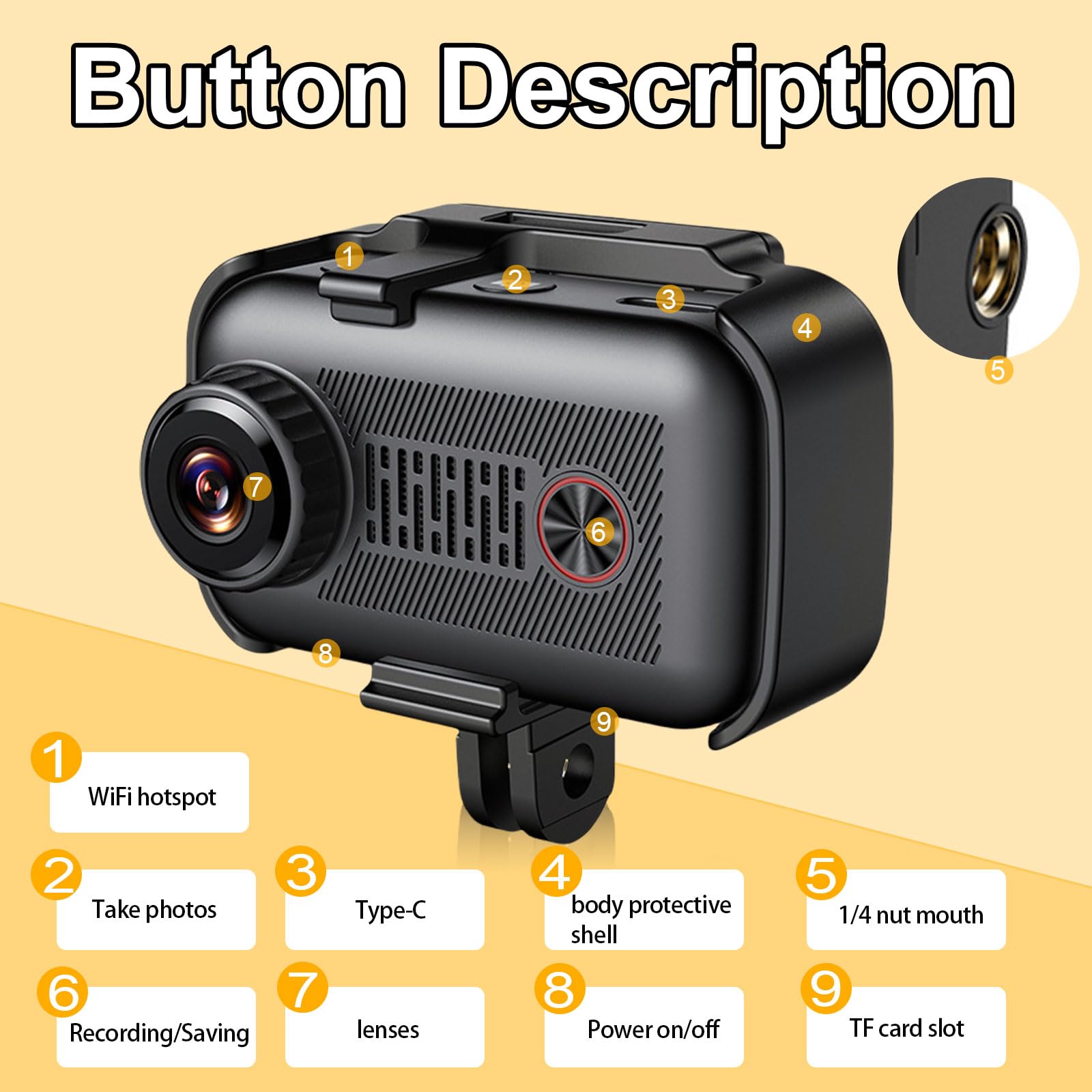 Caméra 2K pour chien et chat - Collier avec carte SD 64 Go - Sans fil