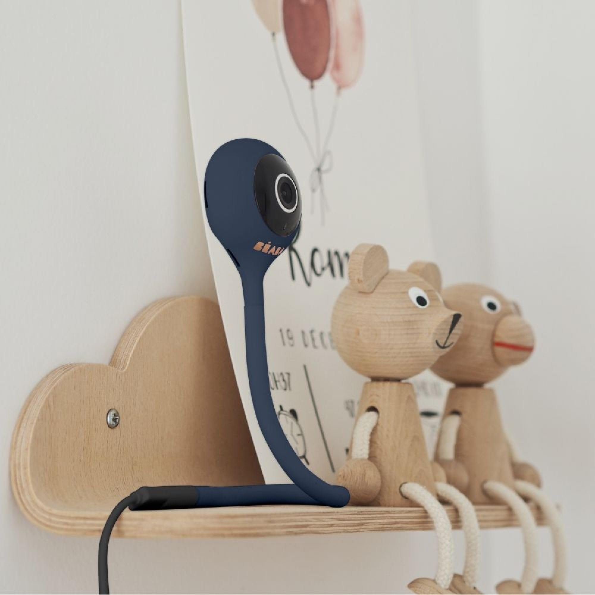 Béaba, Ecoute Bébé Vidéo, Babyphone Zen Connect, Caméra Full HD 1090p, Talkie-Walkie, Longue Portée, Connexion Mobile et WiFi, Berceuses, Tige Flexible, Night Blue