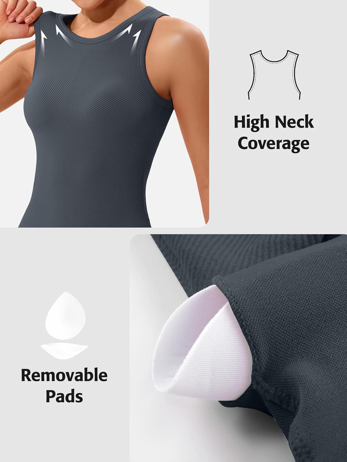 ATTRACO Workout Tank Tops for Women Seamless Full Length Gym Tops Athletic Yoga Top Built in Bra - Image 9