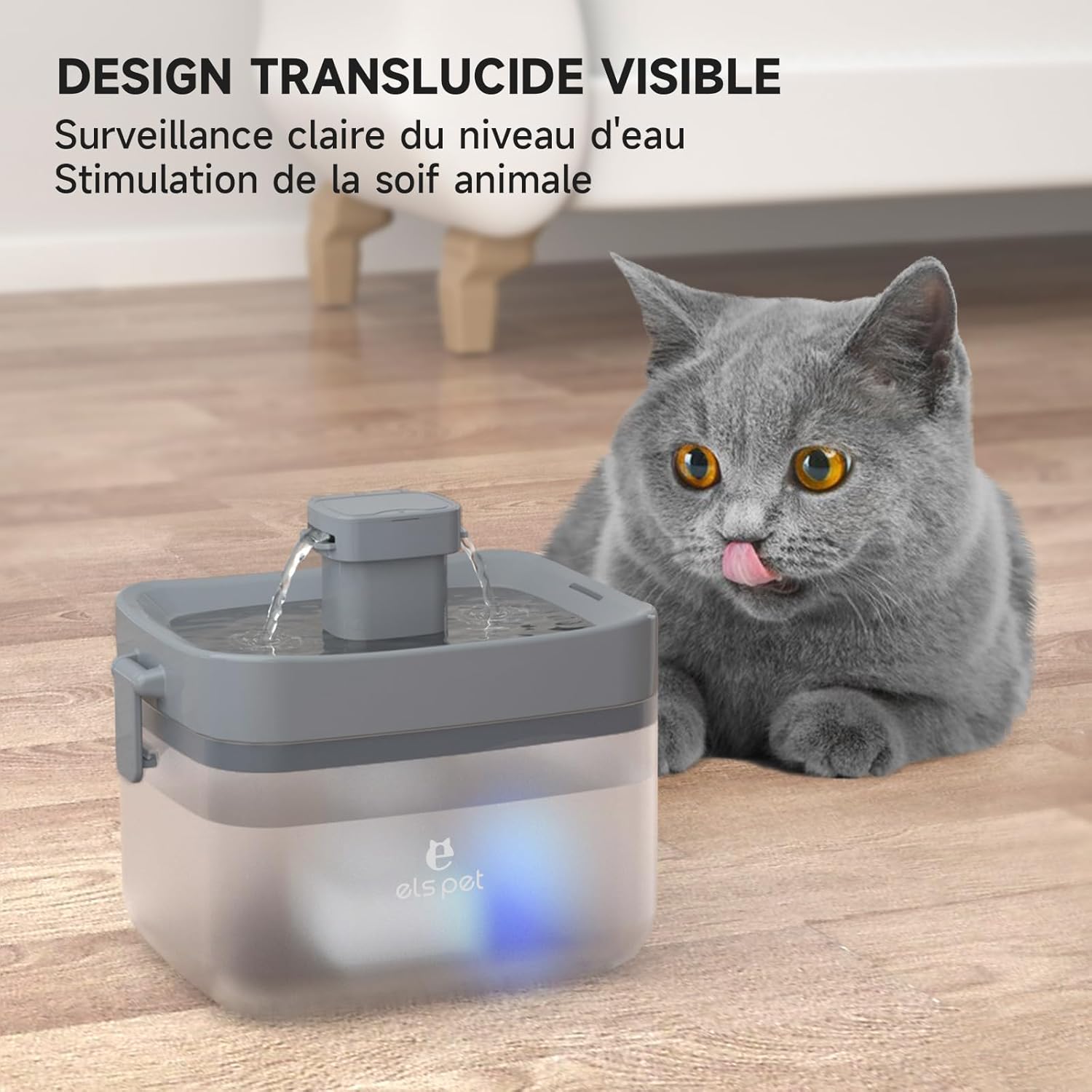 ELS PET Fontaine à Eau: Ultra-Silencieuse, 1.5L, Alerte Niveau Bas, pour Chats et Chiens - Image secondaire