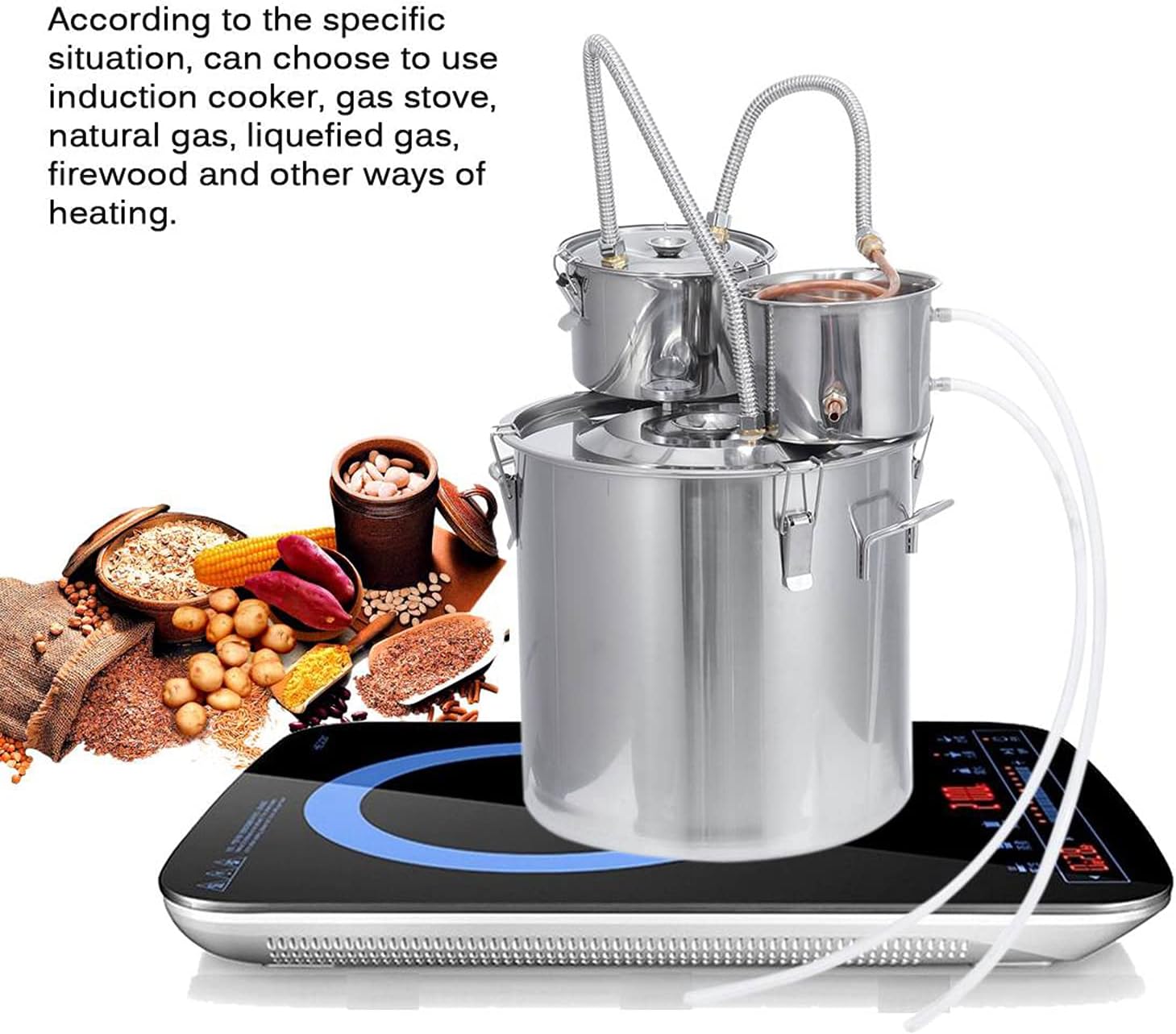 AIZYR Water Alcohol Distiller Home Brew Wine Making Kit with Thumper Keg for DIY Whiskey, Scotch,20l