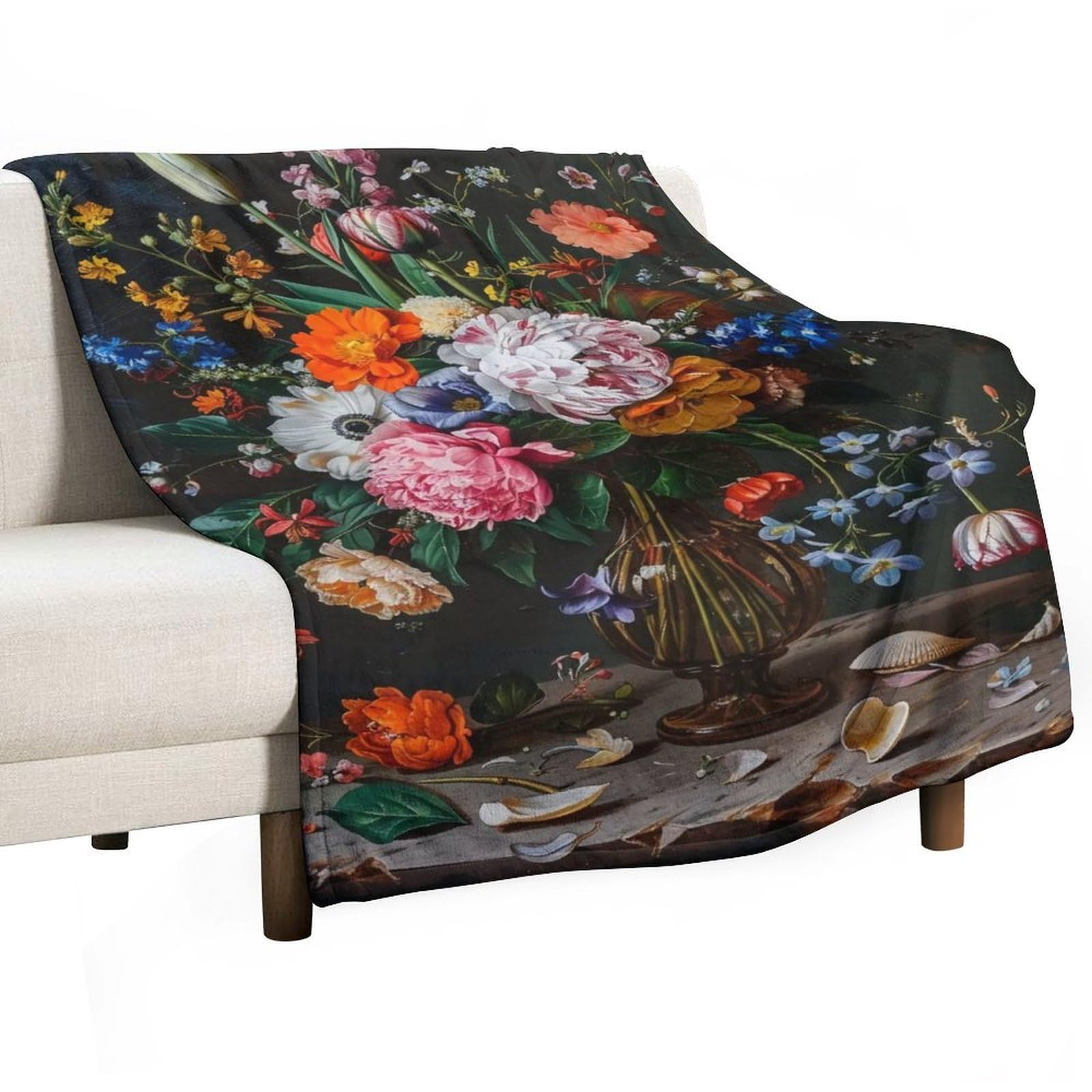 YHGSREUOH Chiaroscuro Blossoms in Crystal Vessel (6) Flannel Blankets Fleece Soft Throw Lightweight Plush Gifts for Couch, Bed, Cozy Sofa Plush, Chair, Lovers 32x48inch(80x120cm)