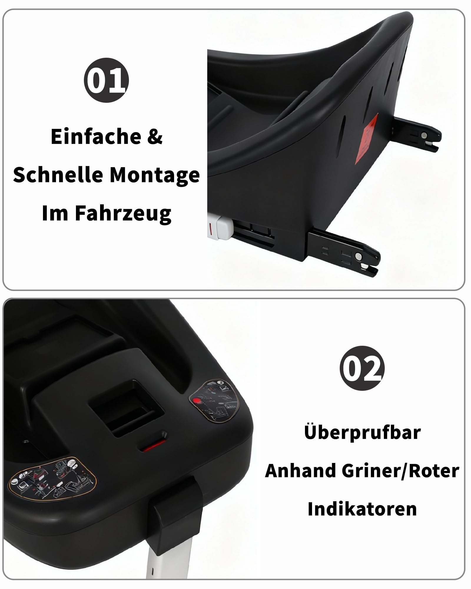 i-Size 40-85cm Babyschale Autositz, Kindersitz mit isofix Basisstation, Autositz von geburt Gruppe 0+, Einsatz für die Jüngsten im set,UPF 45+ Sonnenschutz, atmungsaktives Mesh Schwarz