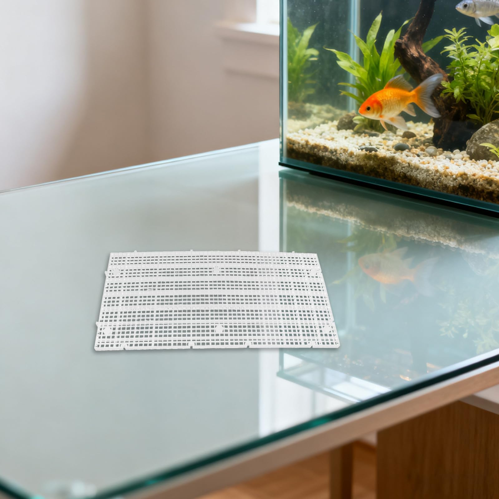 POPETPOP 15 Piezas Placa de Rejilla para Acuario Filtro, Plástico Blanco