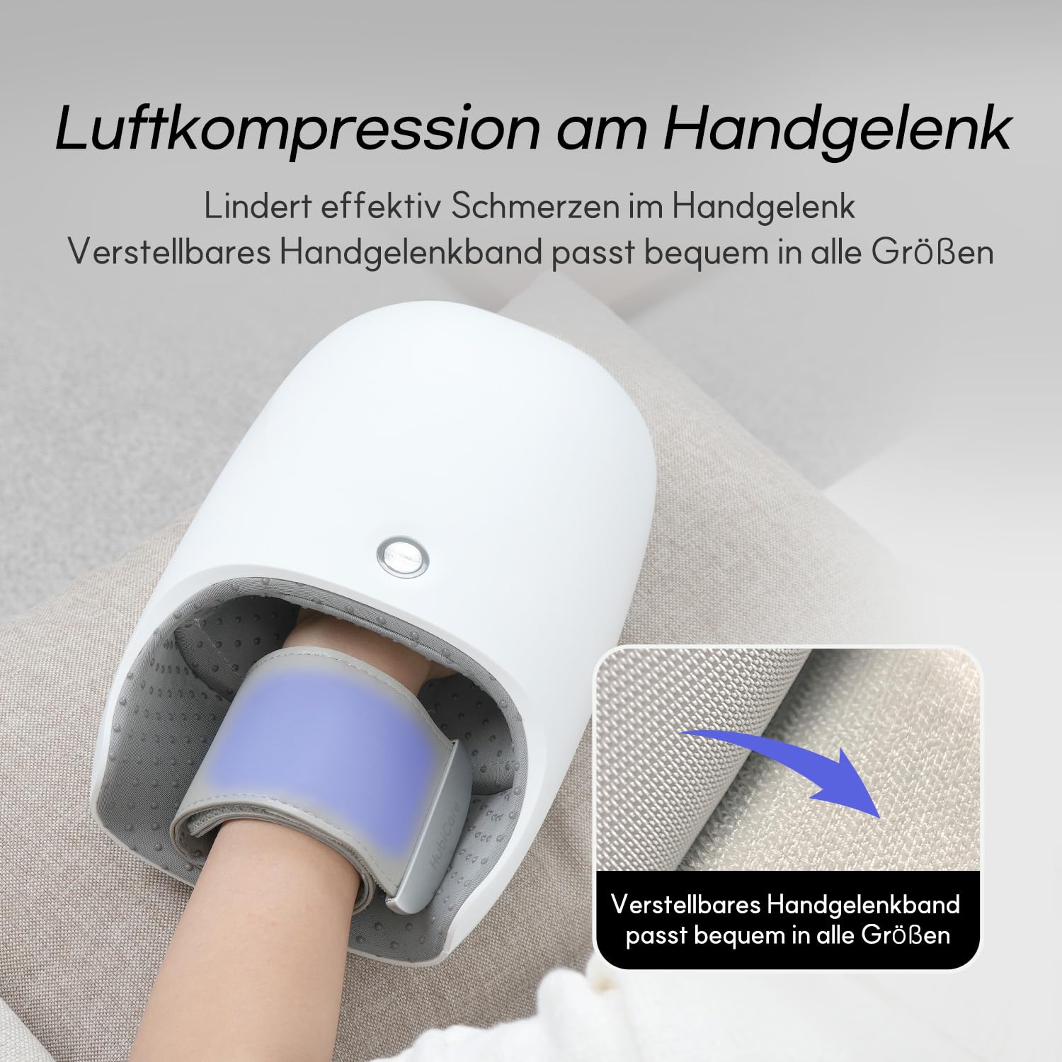 HubiCare Handmassagegerät mit Wärme und Luftstrom, starker Luftkompression für Hand, Finger und Rollmassage, gegen Schmerzen und Steifheit, mit Akupressur und Reflexzonenfunktion zur Entspannung