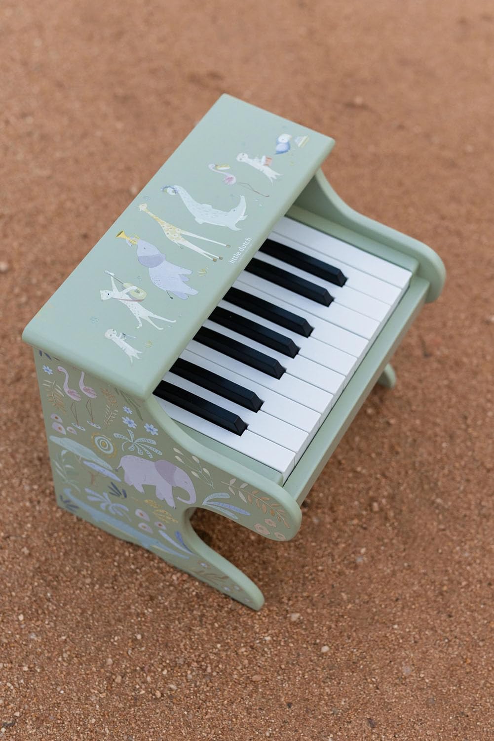 Little Dutch Kinder Piano - Klavier - Holzklavier - Holzpiano - für Jungen und Mädchen ab 3 Jahren - Unisex - Safari Friends - grün