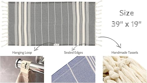 Vista 137 de Bazaar Anatolia Juego de 2 toallas de mano turcas para baño, 39 x 19 pulgadas, algodón, toallas de mano decorativas para cocina, té, yoga, cara