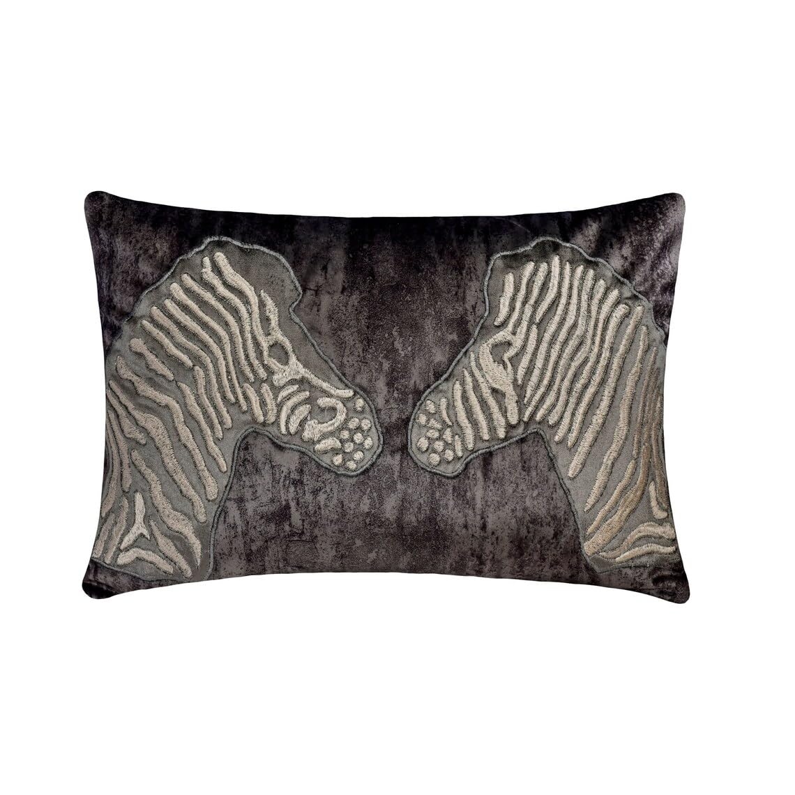 The HomeCentric Decorative Grey 30x65 cm (12"x26") Lumbar Cushion Covers, Suede Foil Suede, Applique, Embroidery, Zebra Lumbar Cushion Covers, Animal Pattern Modern Style - Zanzibar — image 1