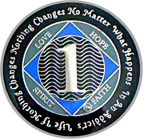 (Años 1-55) NA Medallón de 36 años, plata, chapado en color azul, narcóticos cubiertos de epoxi Moneda anónima (NA 36 años medallón)