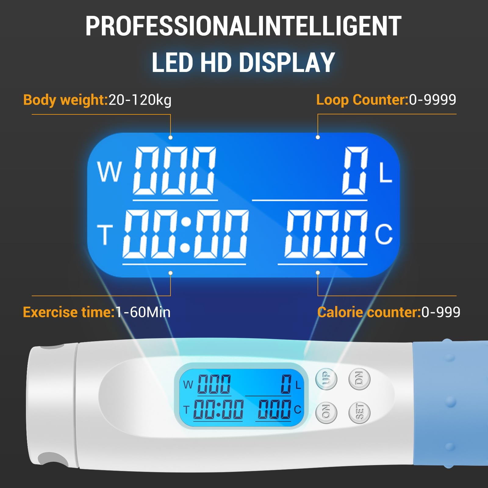 TOQIBO Skipping Rope with Digital Counter, Professional Ball Bearings & Non-Slip Handles - Image 2
