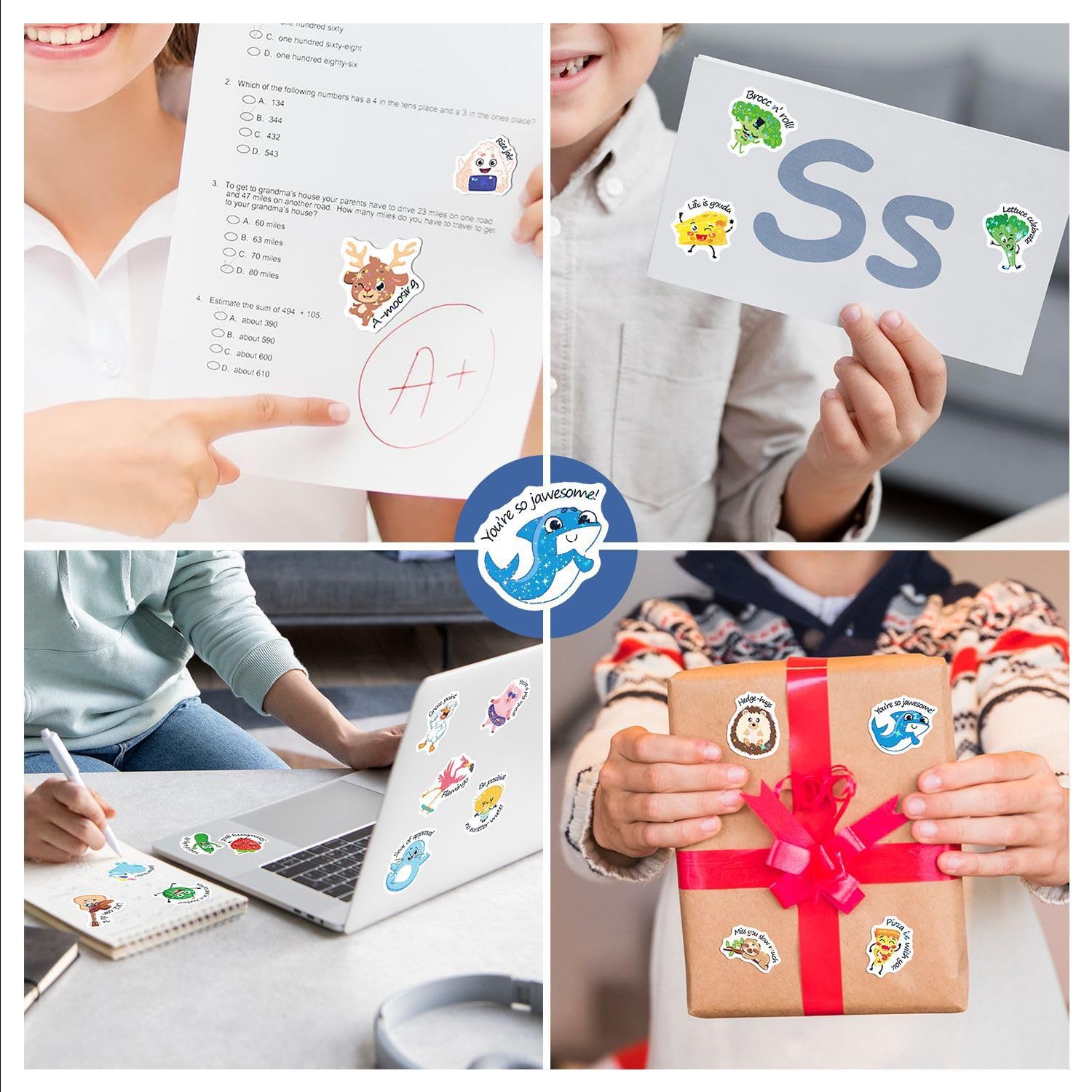 105 tarjetas de broma para niños, lonchera para niños, notas inspiradoras para niños, niñas, estudiantes, notas escolares, tarjetas de bromas con 120 calcomanías de recompensa para profesores