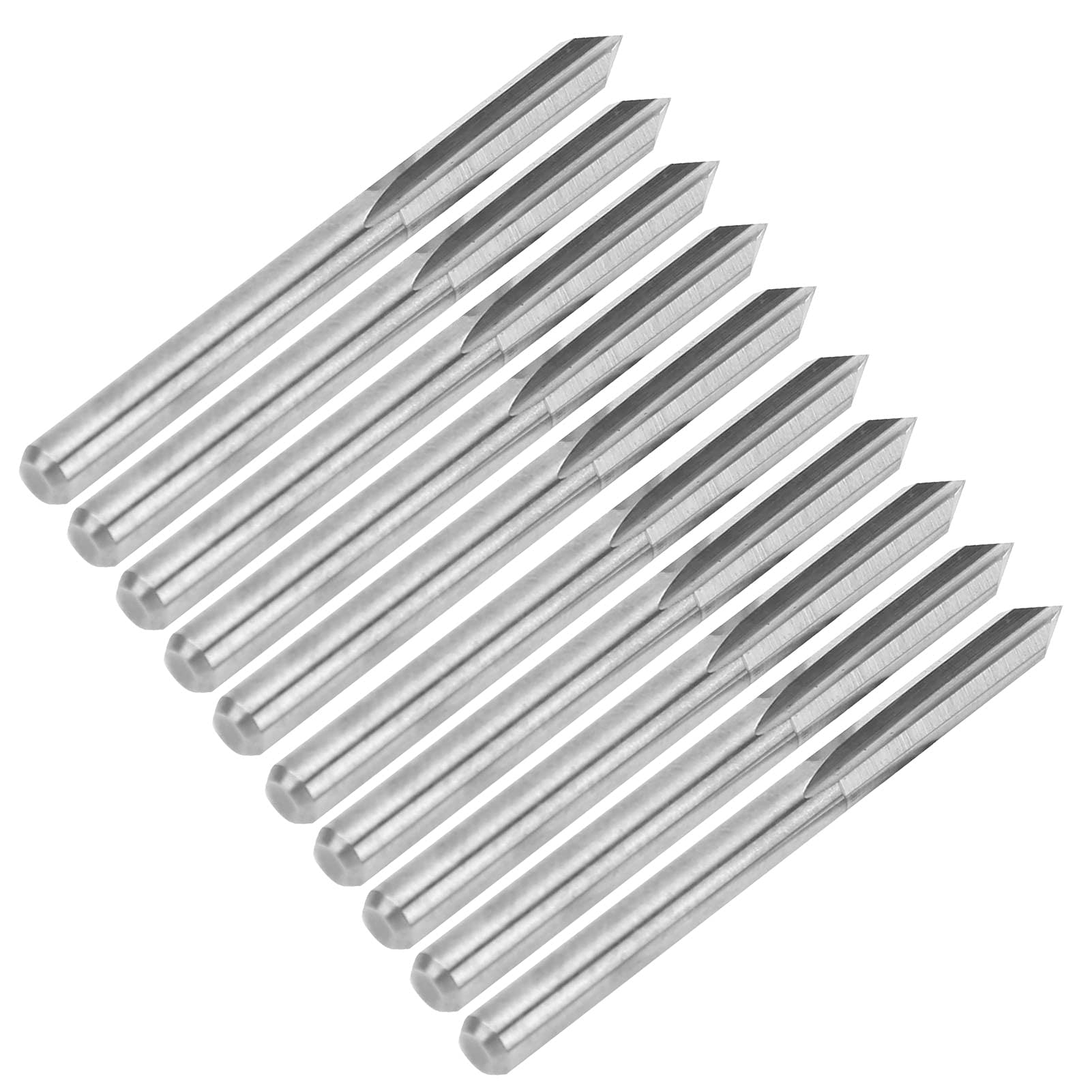 Frezy ze stali wolframowej 10 szt. 3,175 mm CNC Zestaw frezów do rzeźbienia w drewnie i grawerowaniu Wysoka precyzja Trwały do ​​profesjonalnej obróbki drewna Obróbka metali (60*0,3)