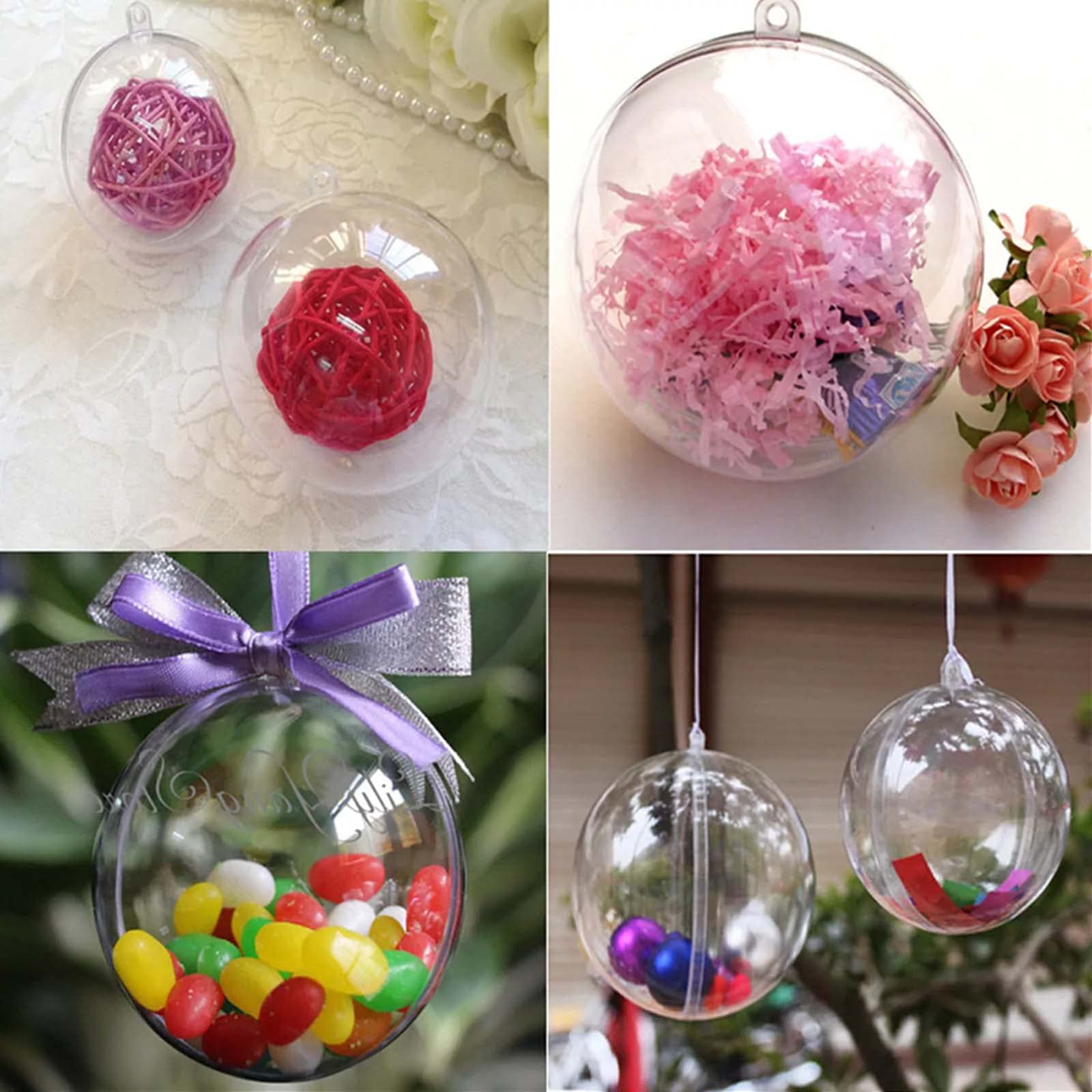 JEUIHAU Palline di Natale Trasparenti Riempibili da 6 cm, Palline di Vetro per Feste e Matrimoni