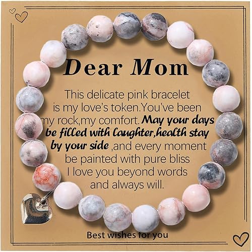 Gifts for Mom, Christmas Gifts for Mom Women, Stocking Stuffers for Women, Birthday Mothers Day gifts from Daughter Son, Unique Handmade Natural Stone Bracelet.