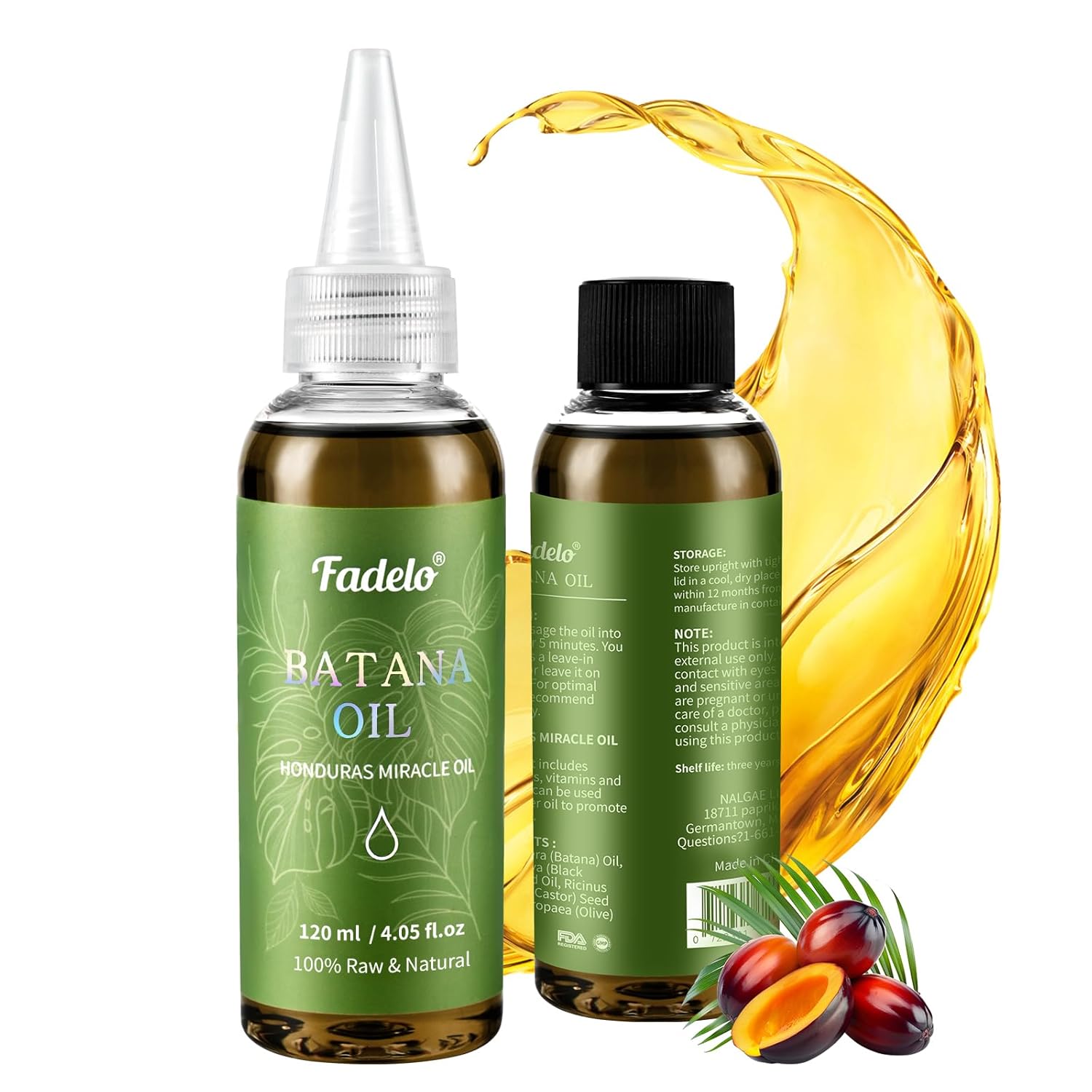 Batana Oil - Dr Sebi Organic Oil for Hair Growth, 100% Raw Pure Natural from Honduras, Deeply Nourishing Scalp for Thicker & Stronger Hair, 4.05 fl oz