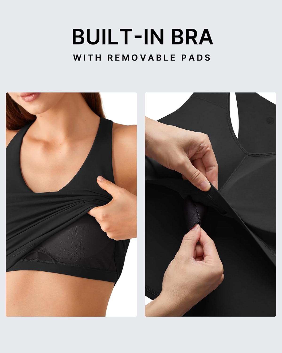 G4Free BareFeel Removable Padded Built in Bra Tank Tops Workout Racerback Yoga Tanks Athletic Gym Slim Fit Top - Image 5