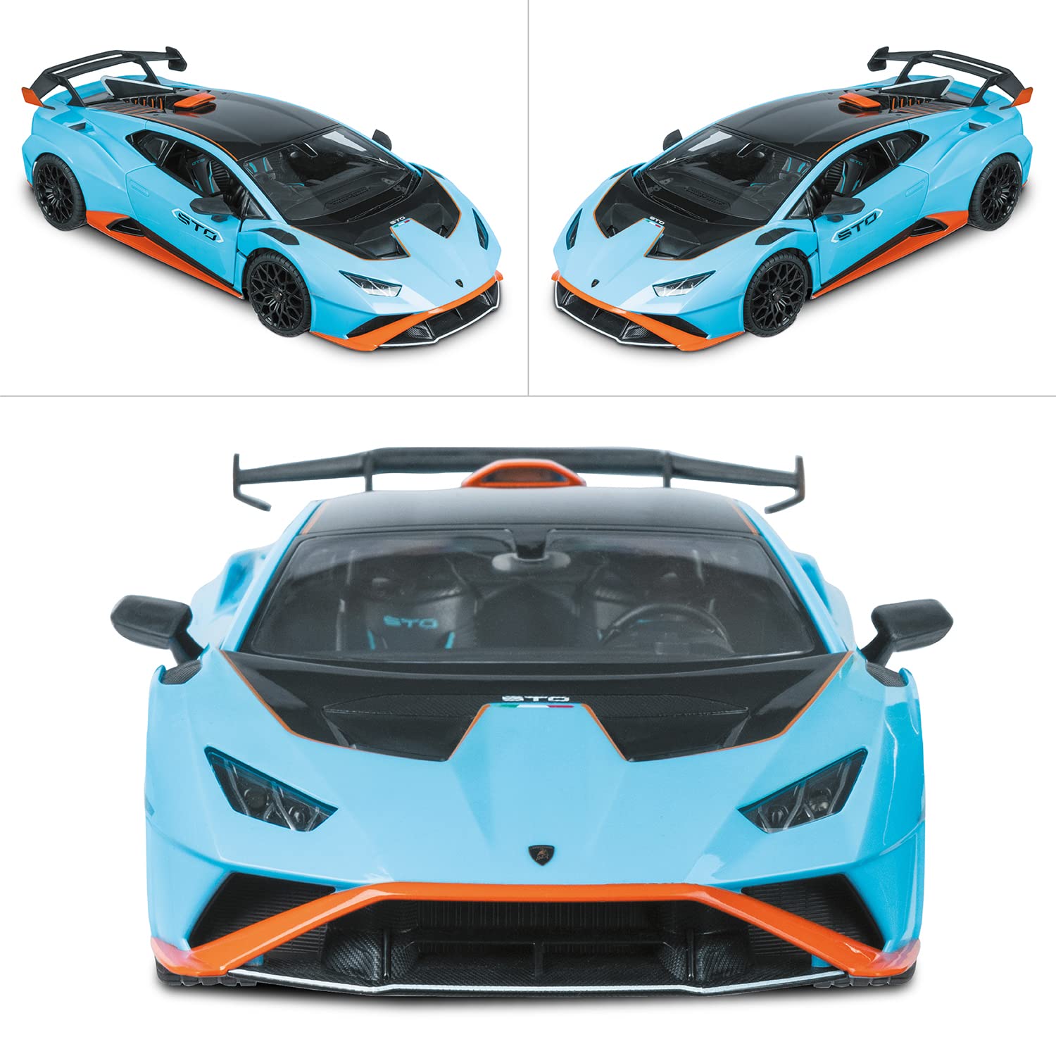 Mondo Motors, LAMBORGHINI HURACAN STO 2.4GHz, Modello in Scala 1: 14, fino a 10 km/h di Velocità, Auto Giocattolo per Bambini 63707, azzuro