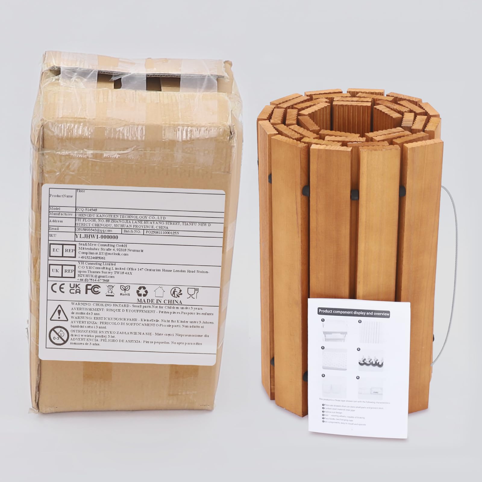 Vialetto da giardino in legno, arrotolabile, per il giardino | 243 x 43 cm, gradino in legno, per giardino, cortile, terrazza, pavimento