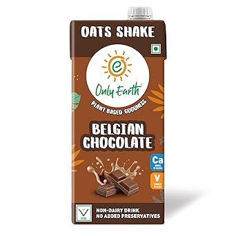 Only Earth Oats Shake | Belgian Chocolate | Plant-based | Lactose-free | No Added Preservatives, Colors | Cholesterol-free | Guilt-free | With Calcium, Vitamin D, B1, B2 and B12 | 1 L - image, photos