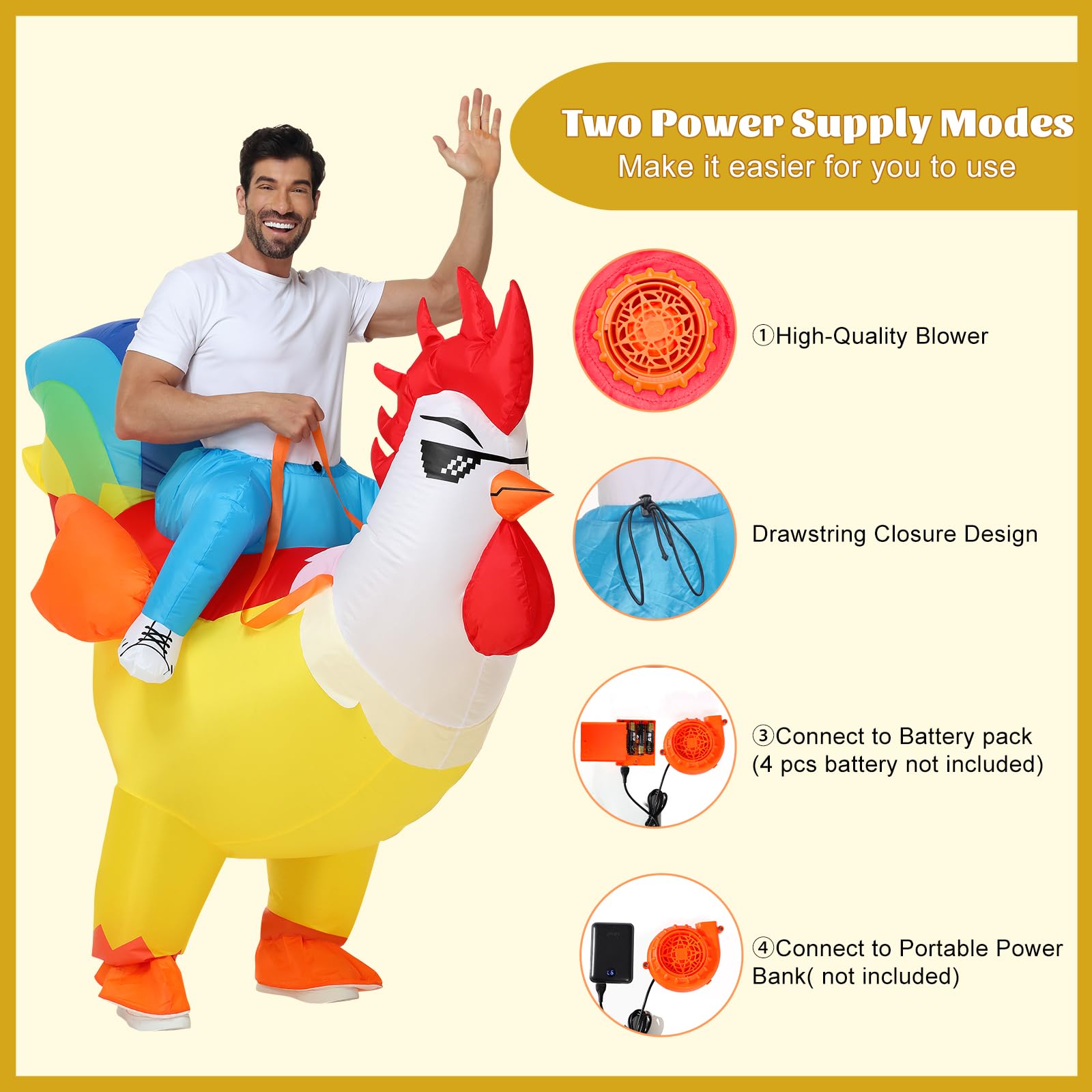 Spinosaurus Inflatable Chicken Costume for Adult Halloween Inflatable Costume Funny Blow Up Animal Costumes for Woman Men - Image 2