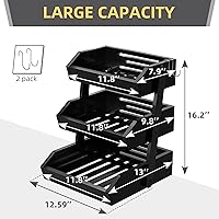 Vista 3 de Bamboo 3 Tier Fruit Basket For Counter, Large Capacity Fruit Storage Countertop, Fruit Holder, Wooden Pantry Organizers and Storage, Kitchen