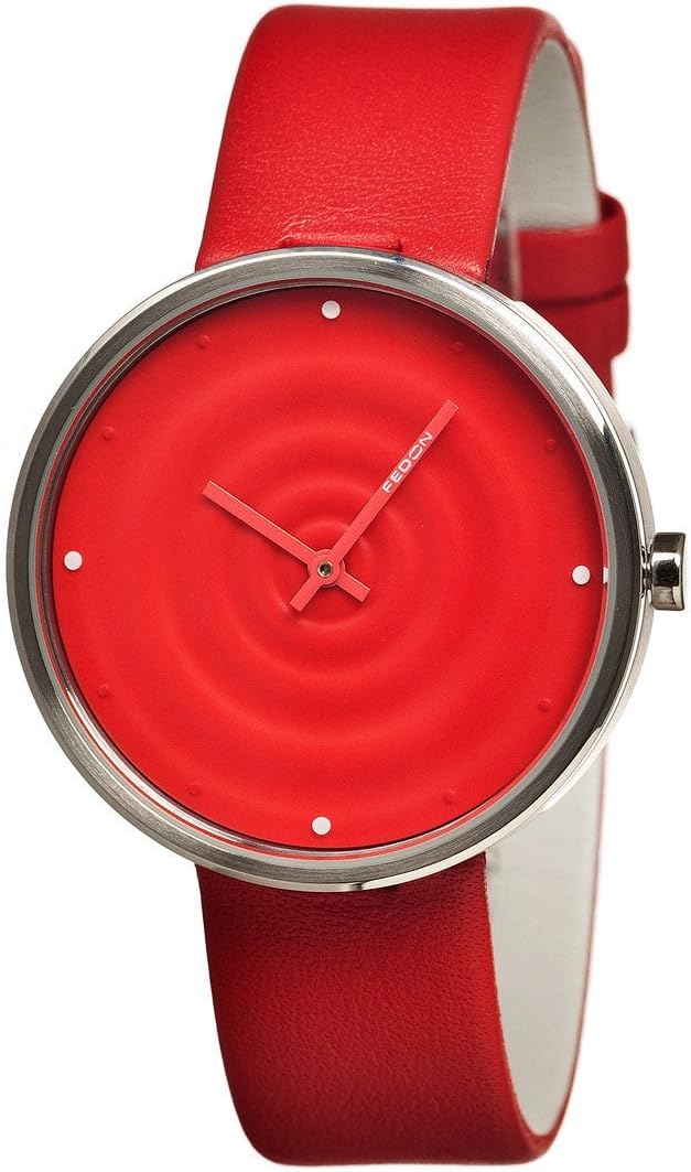 Giorgio Fedon Ripple Red Dial Red Leather Mens Watch FDAC002