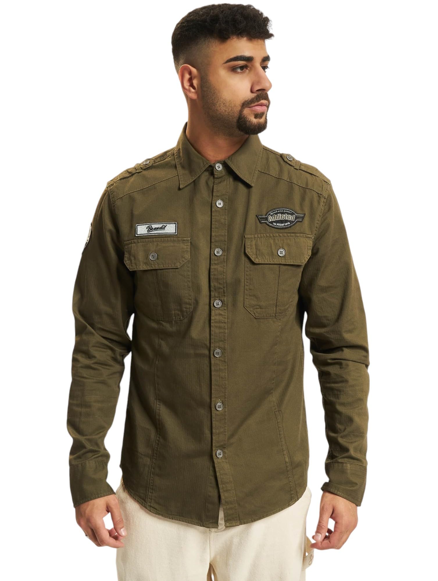Brandit Luis Vintage Shirt Long Sleeve Camicia Elegante Uomo (Pacco da 1)